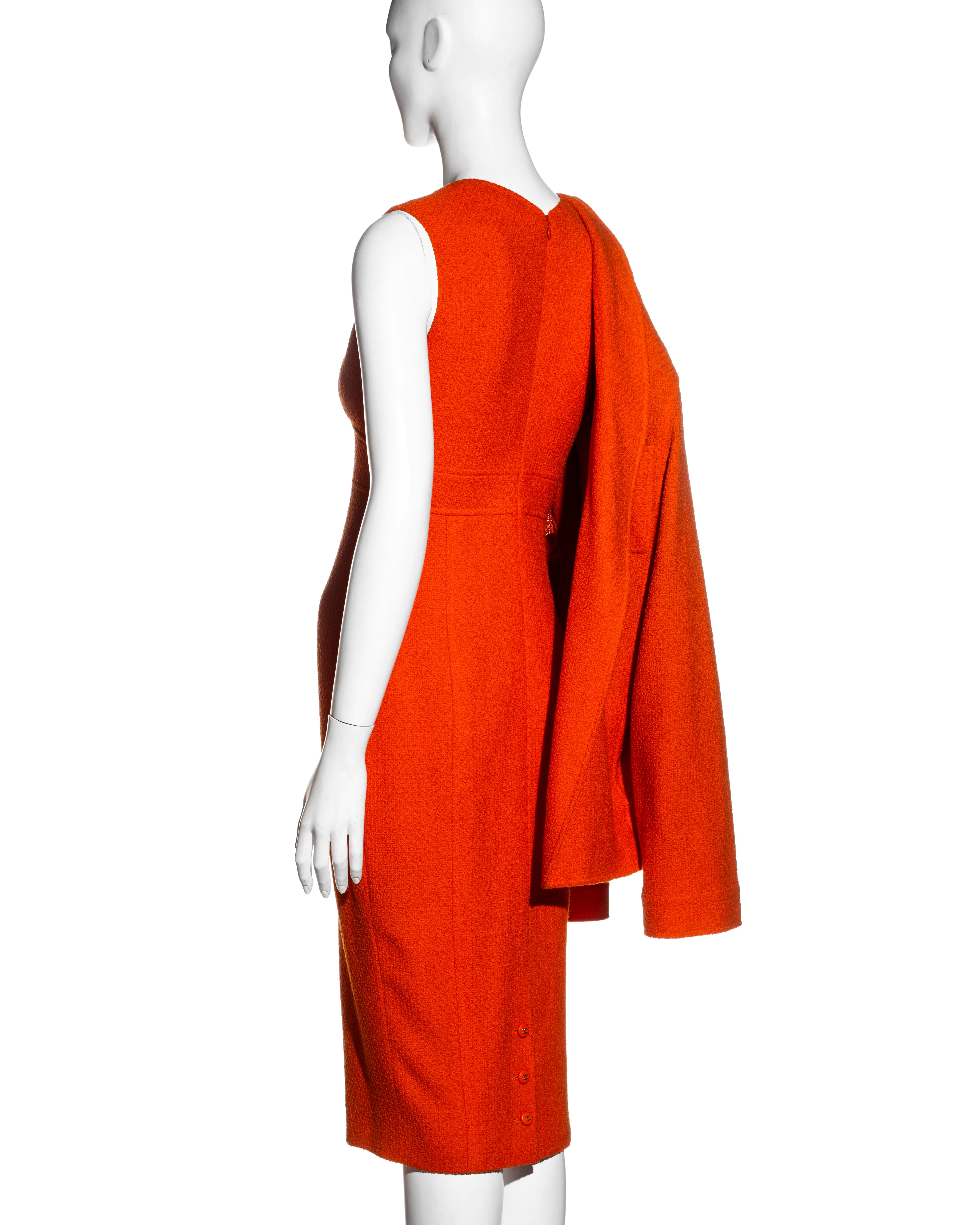 Chanel by Karl Lagerfeld orange bouclé wool dress and jacket set, fw 1995 For Sale 4