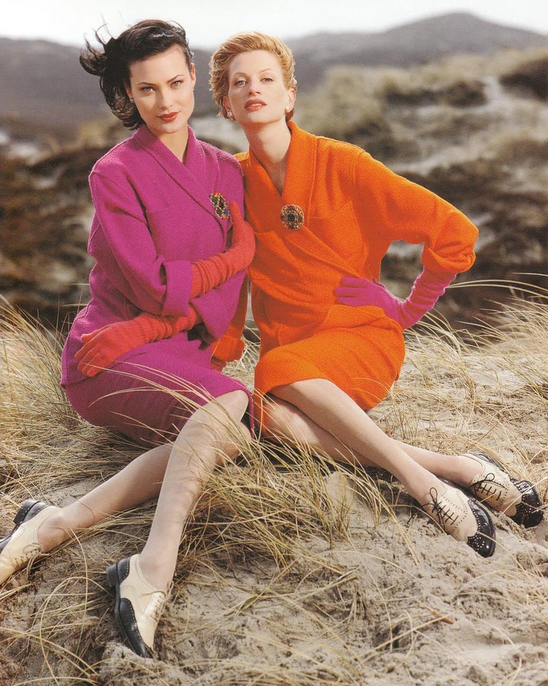 Chanel by Karl Lagerfeld orange bouclé wool dress and jacket set, fw 1995 In Excellent Condition For Sale In London, GB