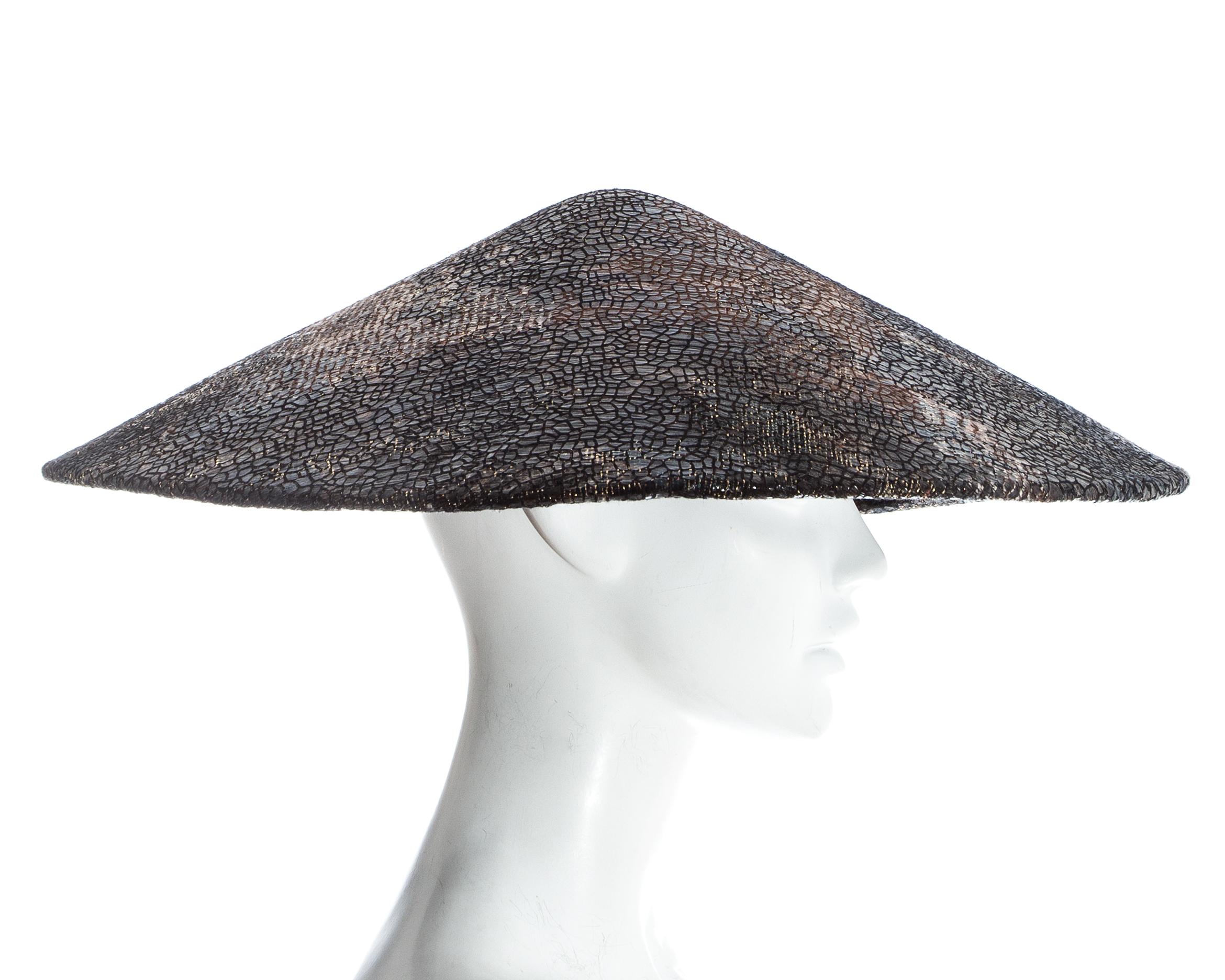 Chanel by Karl Lagerfeld, 'Paris-Shangai' bronze sequin conical hat, pf 2010 For Sale 1
