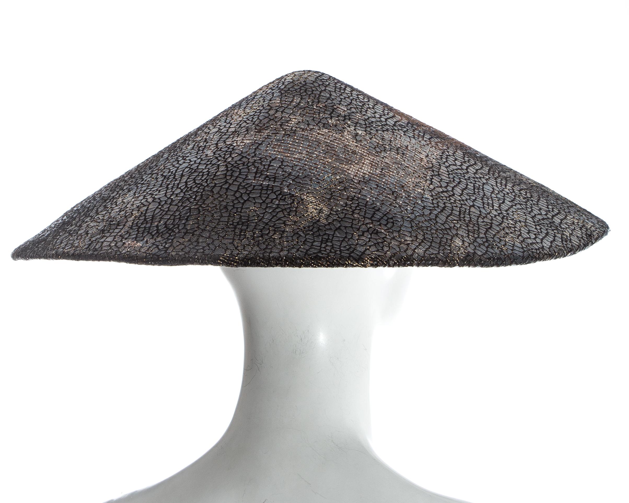 Chanel by Karl Lagerfeld, 'Paris-Shangai' bronze sequin conical hat, pf 2010 For Sale 3