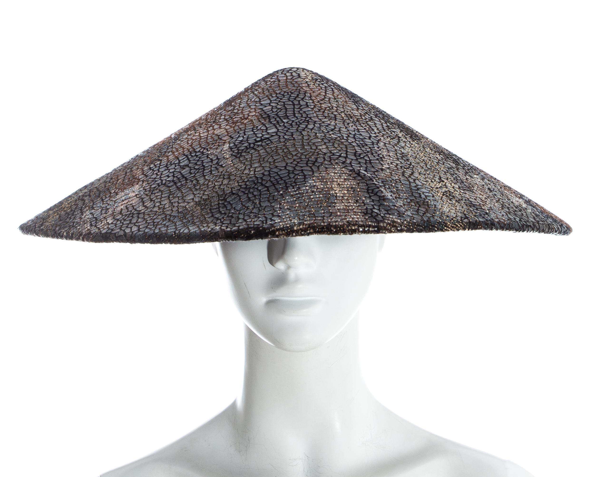 Chanel by Karl Lagerfeld, 'Paris-Shangai' bronze sequin conical hat, pf 2010 In Excellent Condition For Sale In London, London