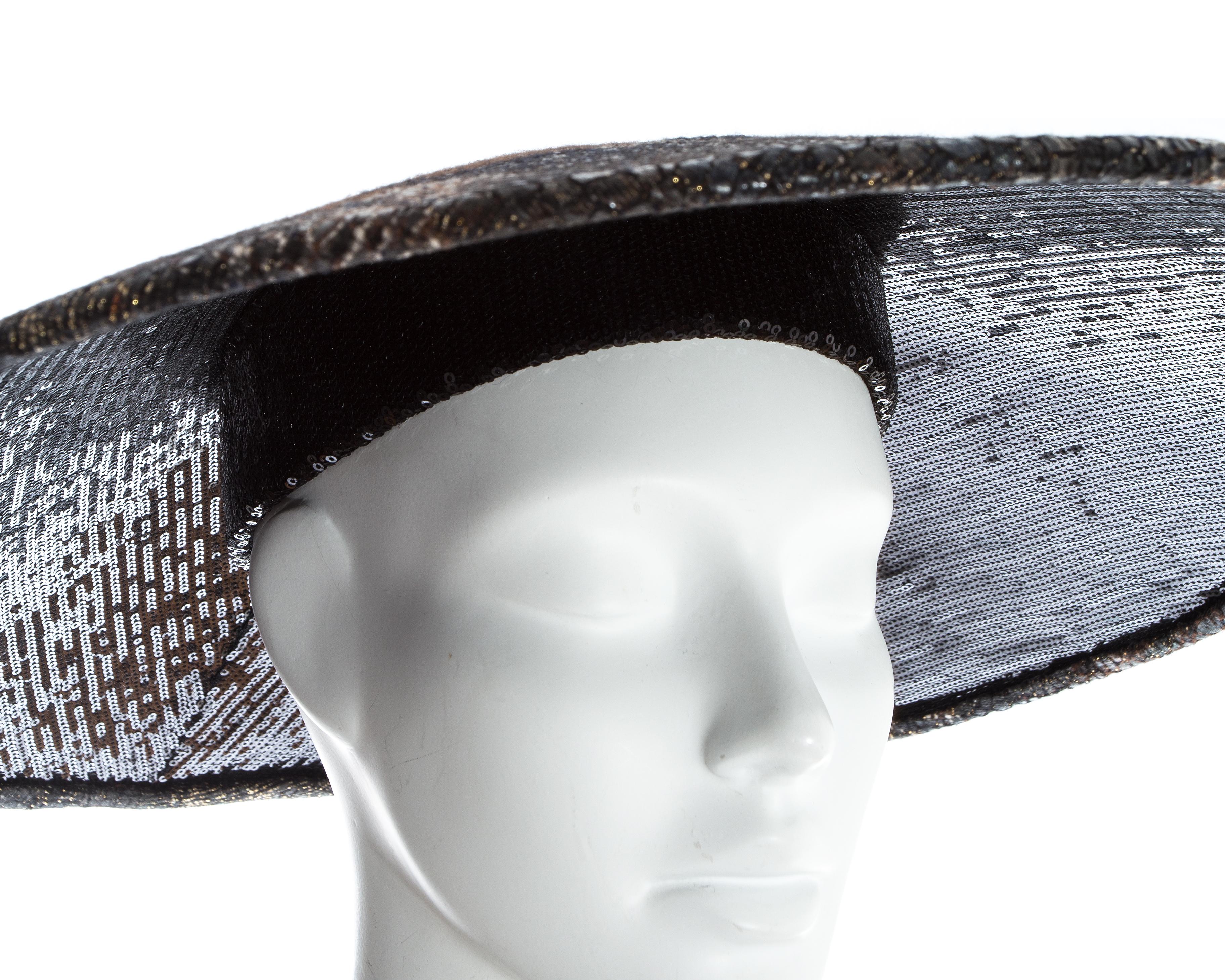 Gray Chanel by Karl Lagerfeld, 'Paris-Shangai' bronze sequin conical hat, pf 2010