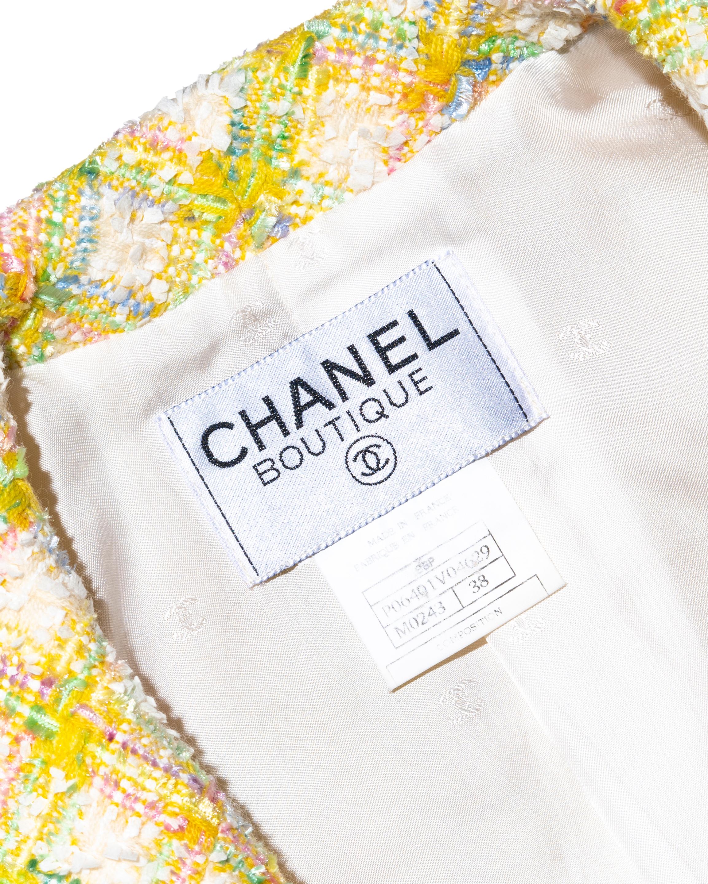Chanel by Karl Lagerfeld mini vestido chaqueta de tweed pastel, ss 1996 8