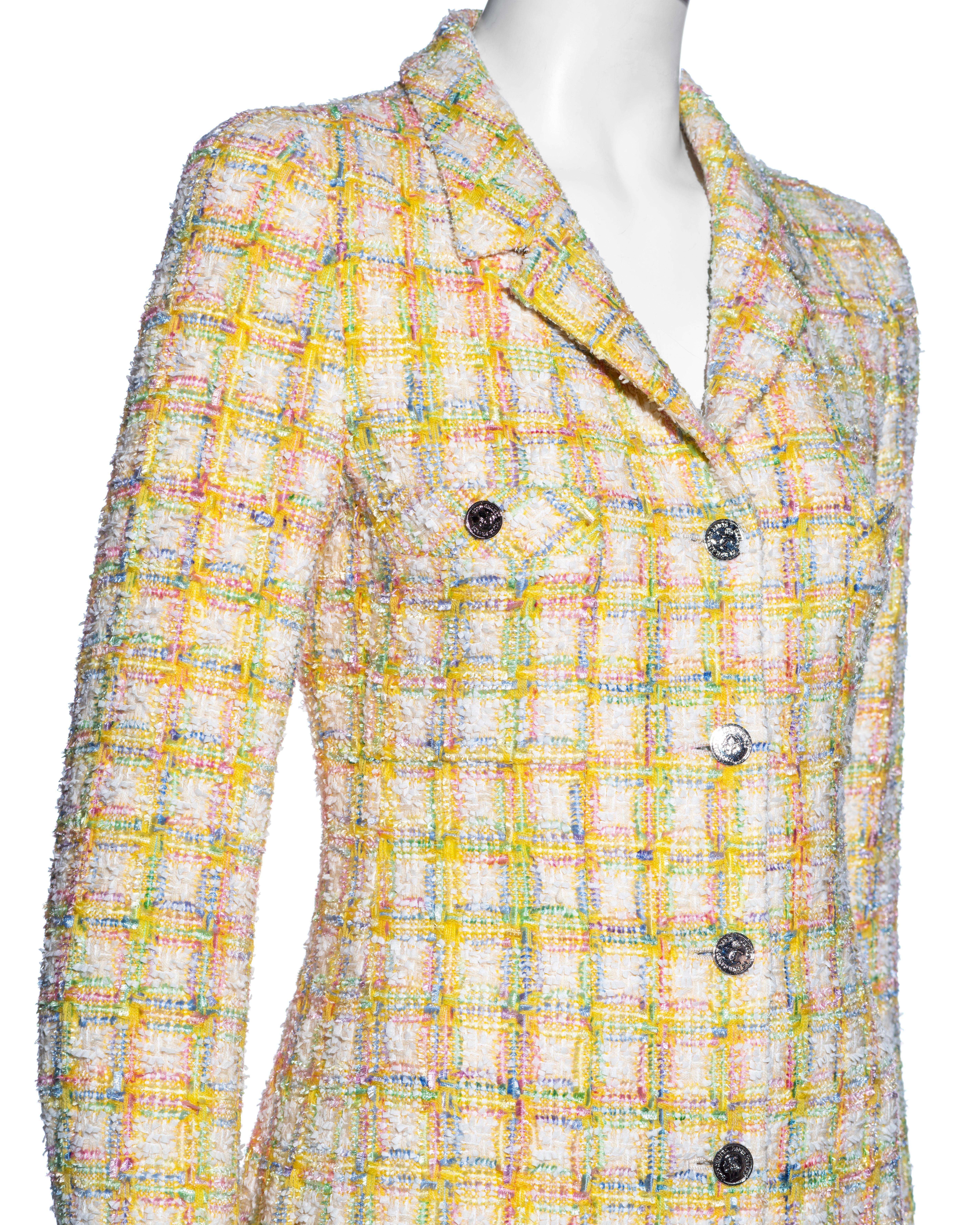 De las mujeres Chanel by Karl Lagerfeld mini vestido chaqueta de tweed pastel, ss 1996