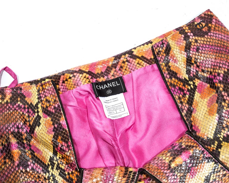 Chanel by Karl Lagerfeld pink python pants with matching mini flap bag ...