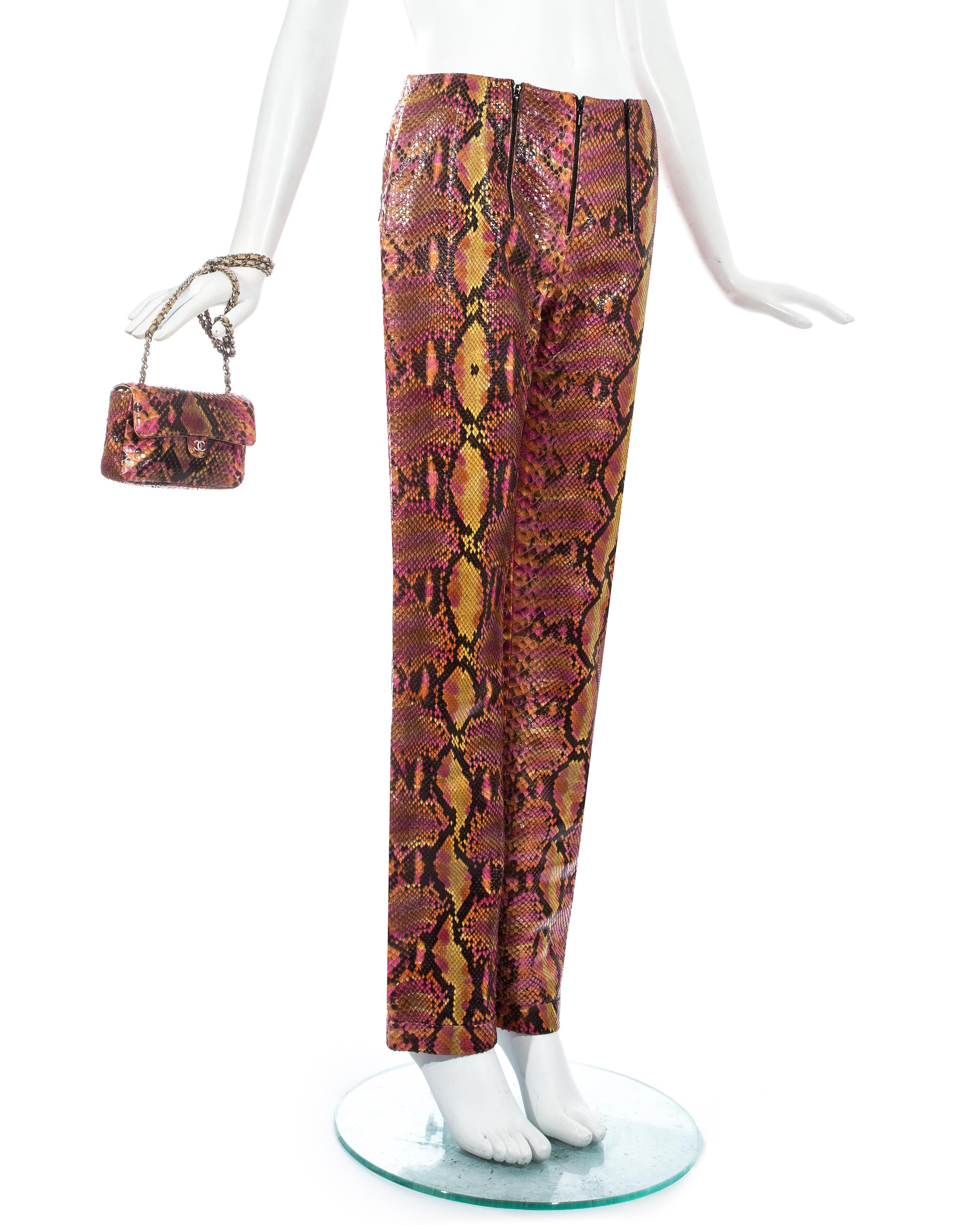Chanel by Karl Lagerfeld pink python pants with matching mini flap bag, ss 2000 2