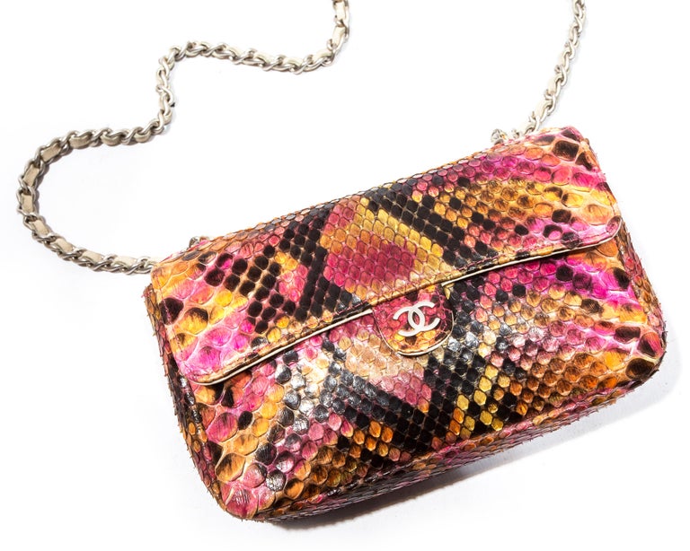 Chanel by Karl Lagerfeld pink python pants with matching mini flap bag ...