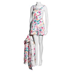 Chanel by Karl Lagerfeld pink rose print quilted playsuit and coat set, c 1994
