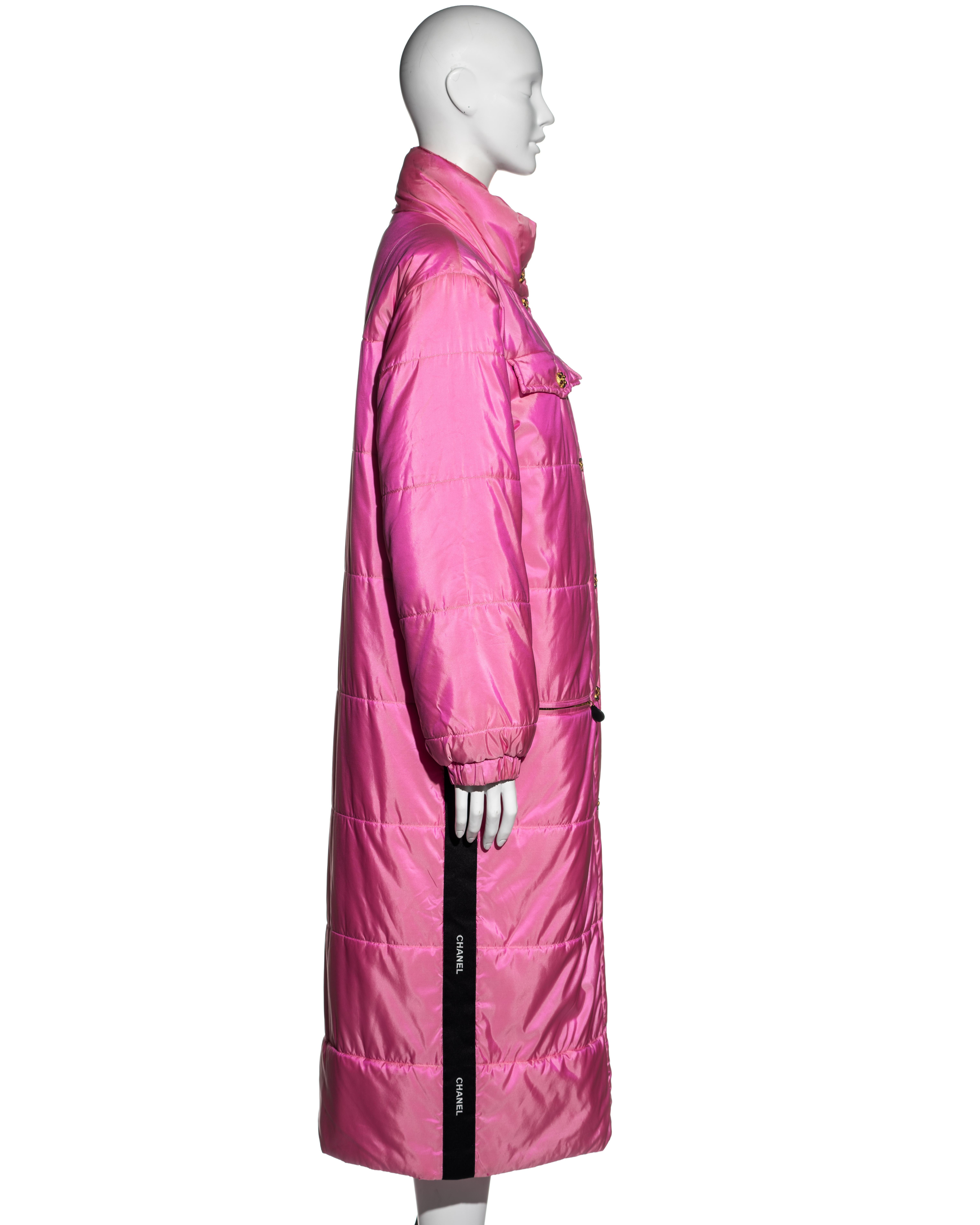 Chanel by Karl Lagerfeld pink silk puffer coat with Gripoix buttons, fw 1996 5