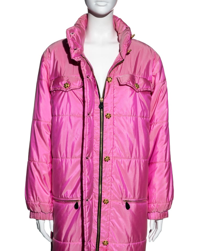 Chanel by Karl Lagerfeld pink silk puffer coat with Gripoix buttons, fw  1996 at 1stDibs