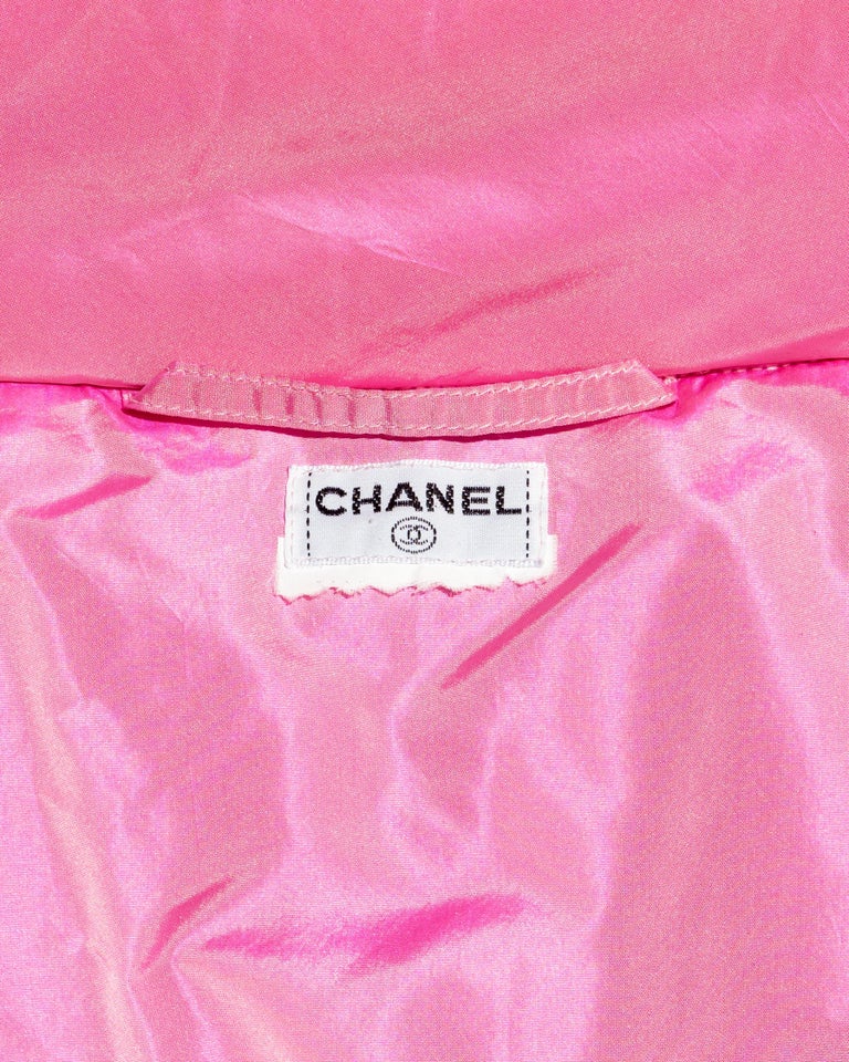 Chanel by Karl Lagerfeld pink silk puffer coat with Gripoix buttons, fw 1996 9