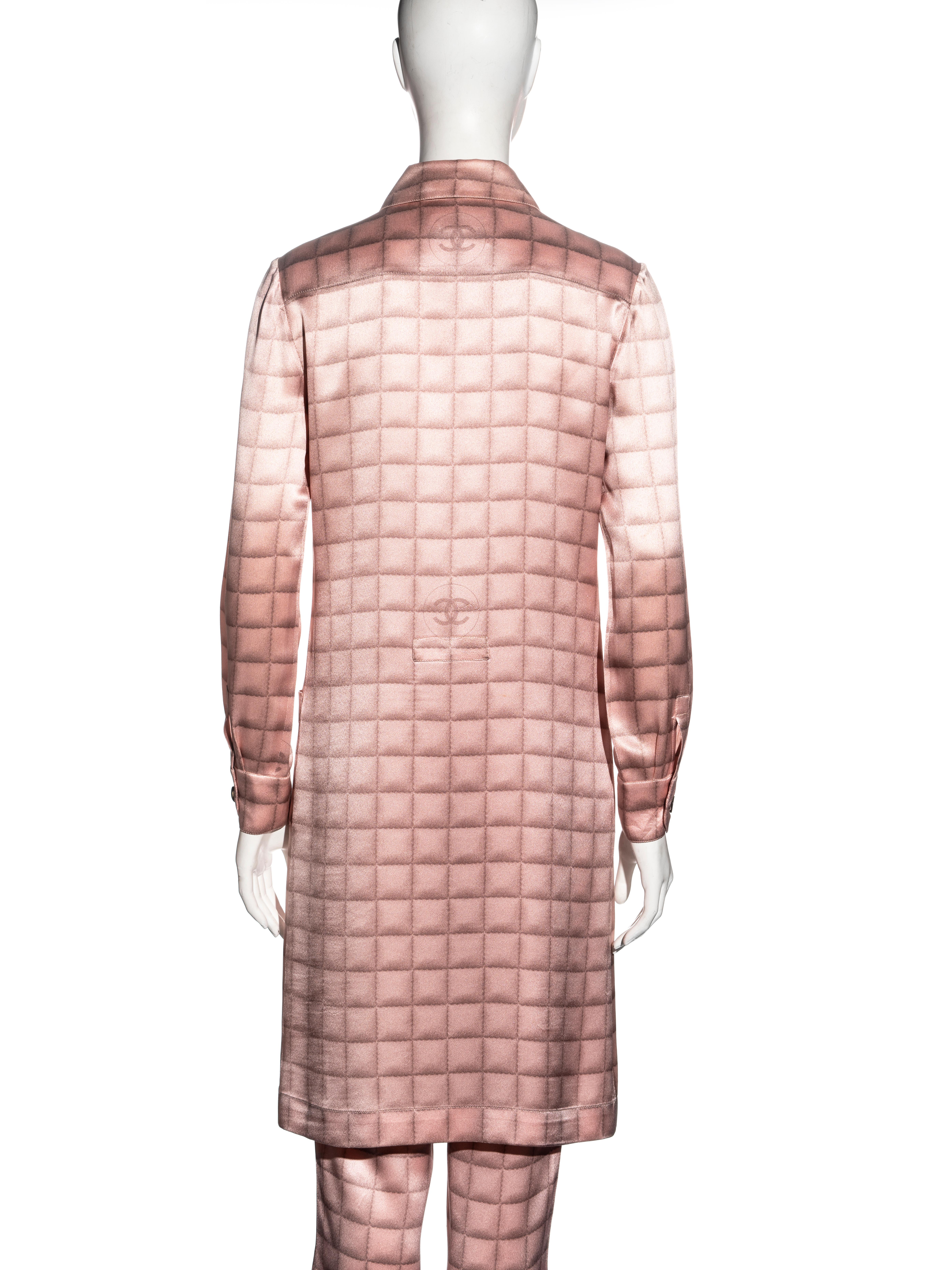 Chanel by Karl Lagerfeld pink silk shirt dress and pants suit, fw 2000 5