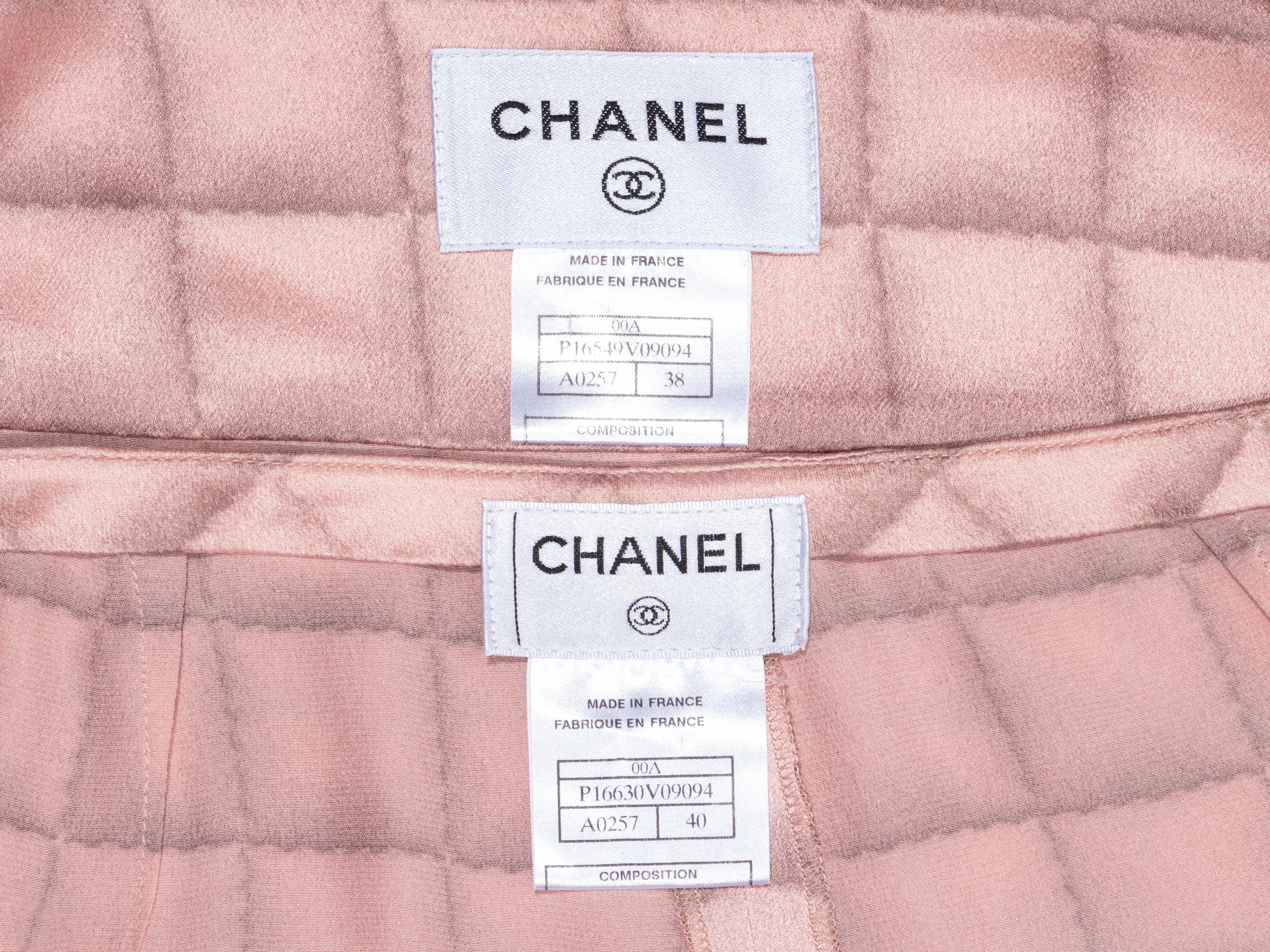 Chanel by Karl Lagerfeld pink silk shirt dress and pants suit, fw 2000 7