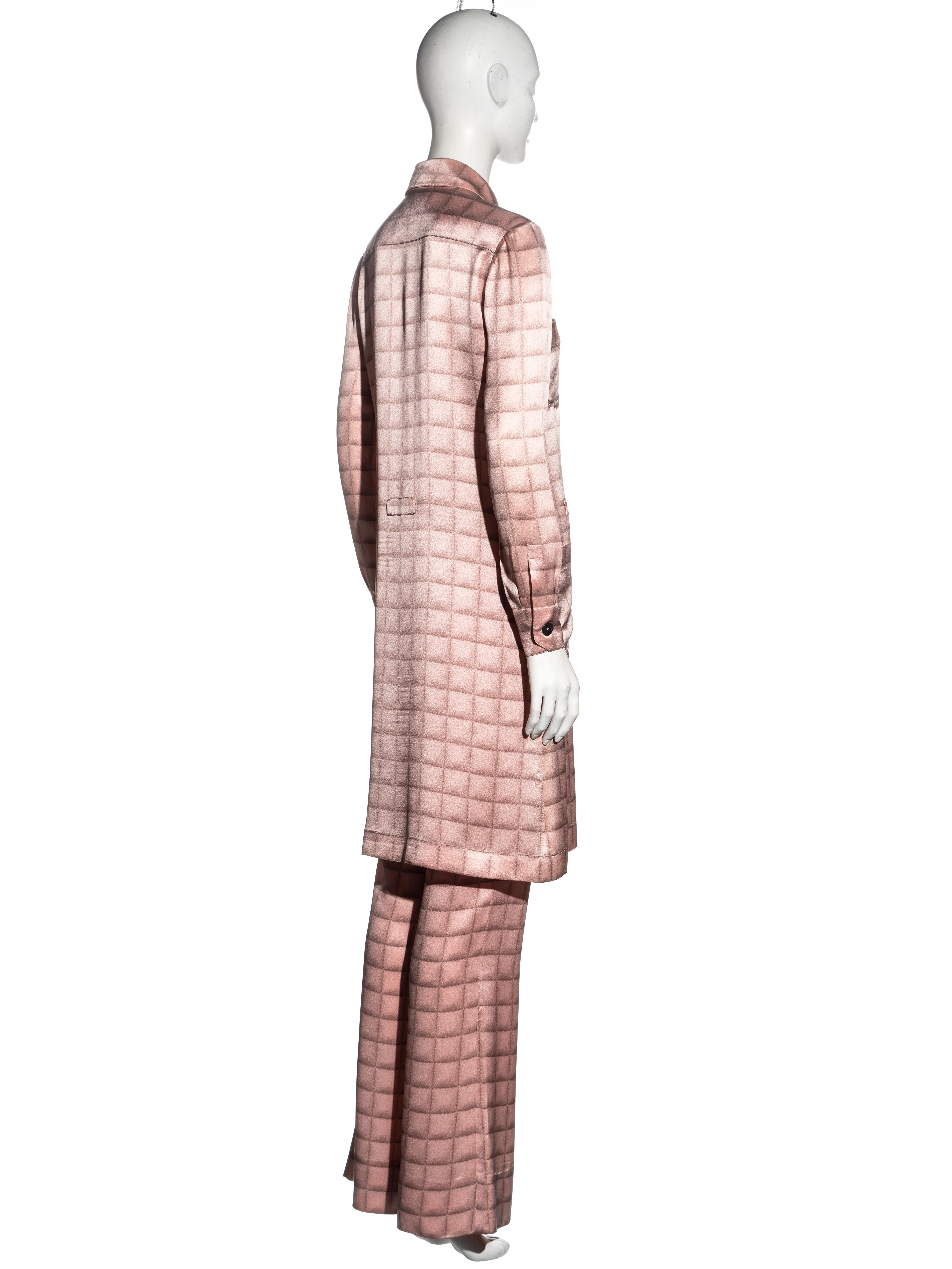 Chanel by Karl Lagerfeld pink silk shirt dress and pants suit, fw 2000 3