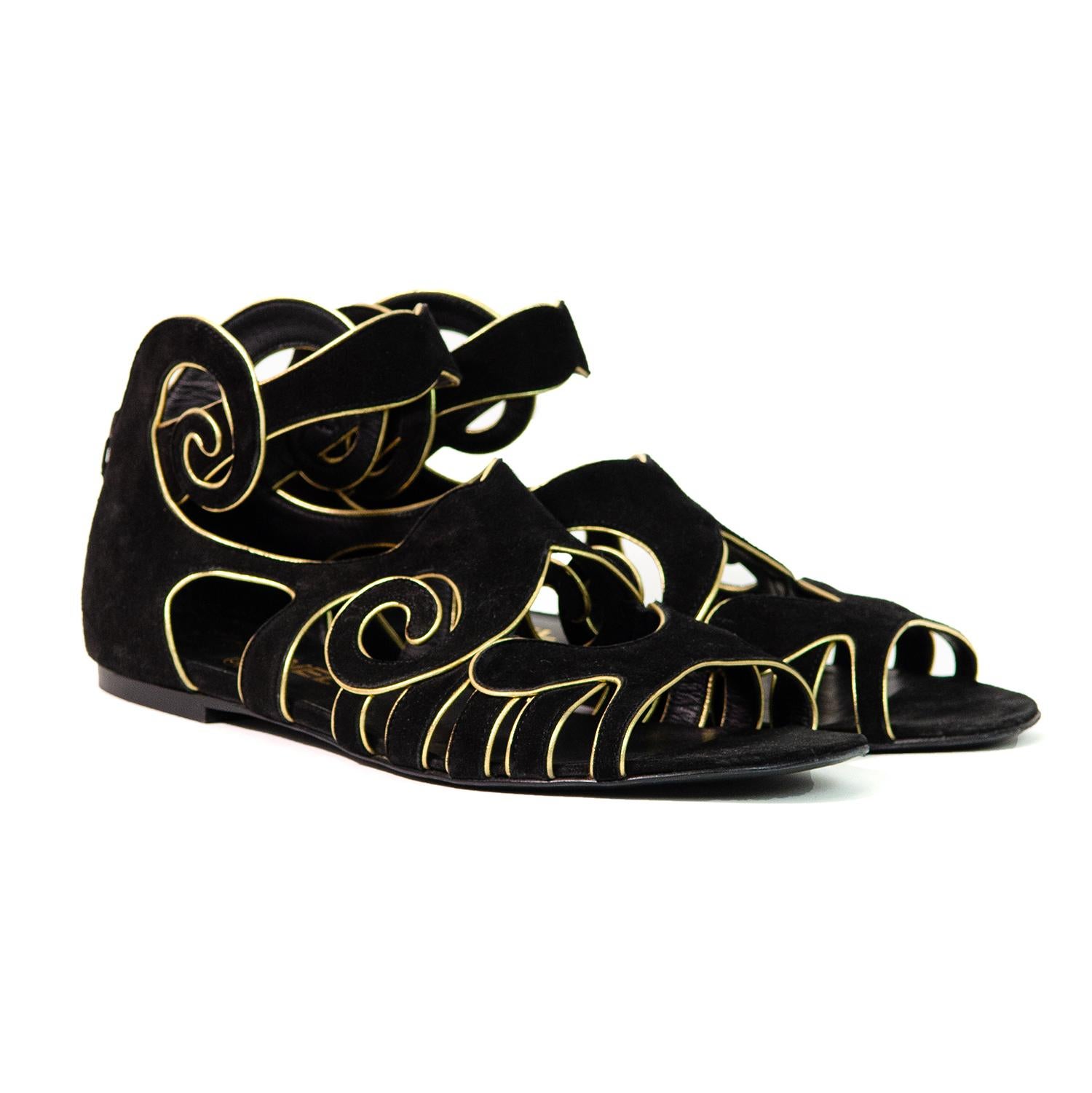 Black CHANEL BY KARL LAGERFELD Pre Fall 2011 Byzantine Inspired Runway Sandals For Sale