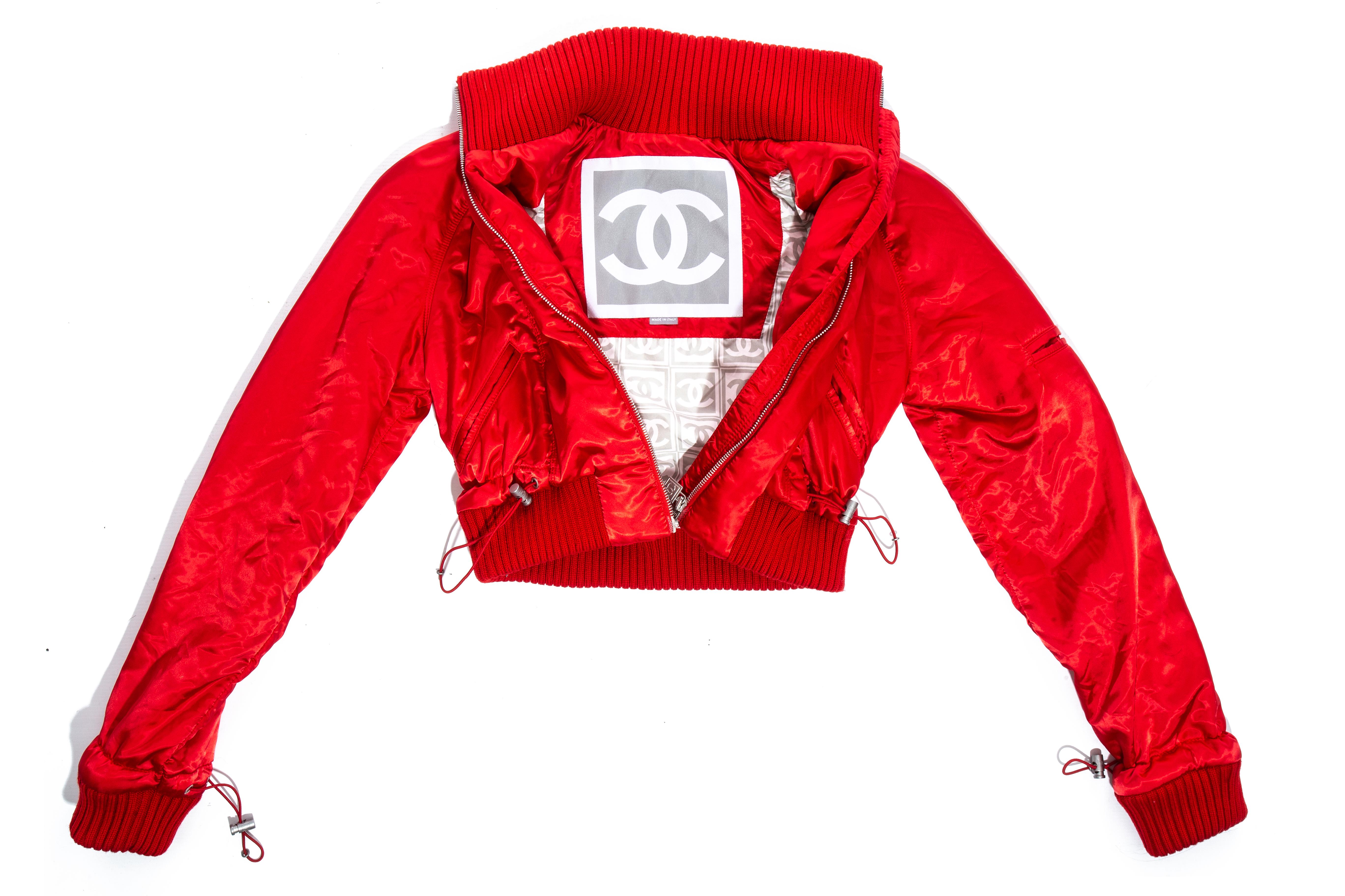 Chanel by Karl Lagerfeld red sport cropped tracksuit, fw 2003 6