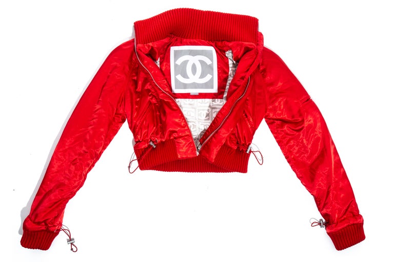 red cropped tracksuit
