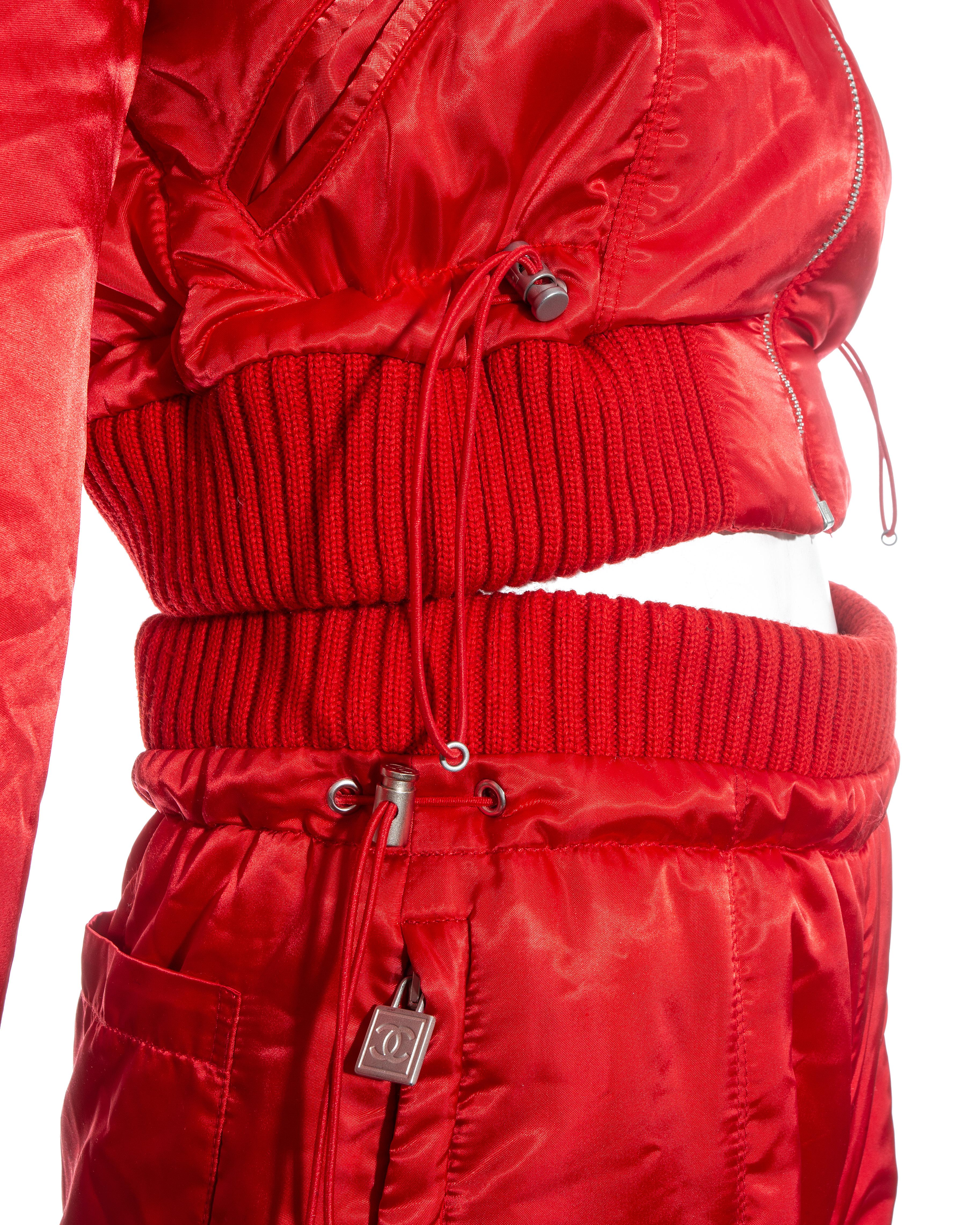 Chanel by Karl Lagerfeld red sport cropped tracksuit, fw 2003 In Excellent Condition In London, London
