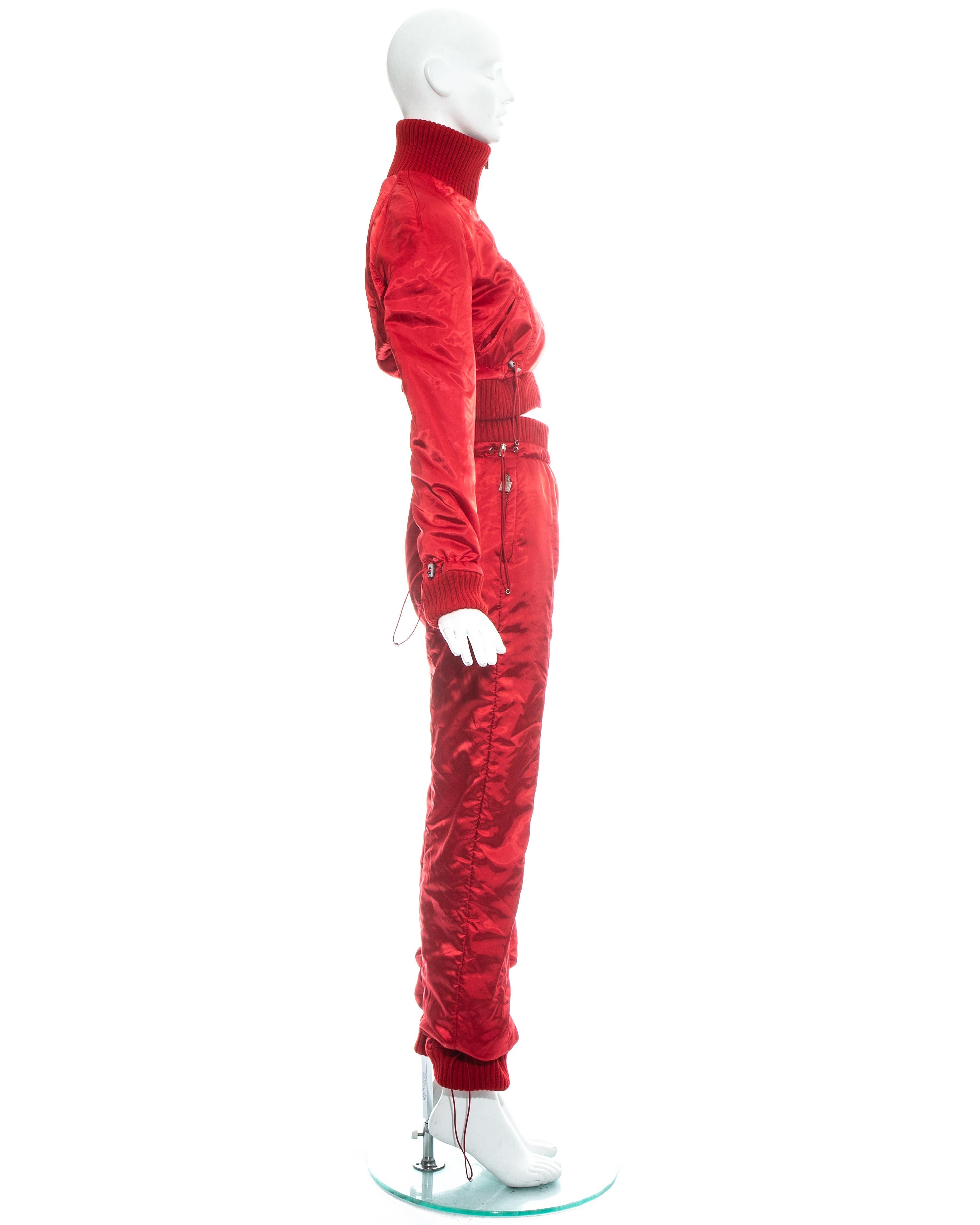 Women's Chanel by Karl Lagerfeld red sport cropped tracksuit, fw 2003