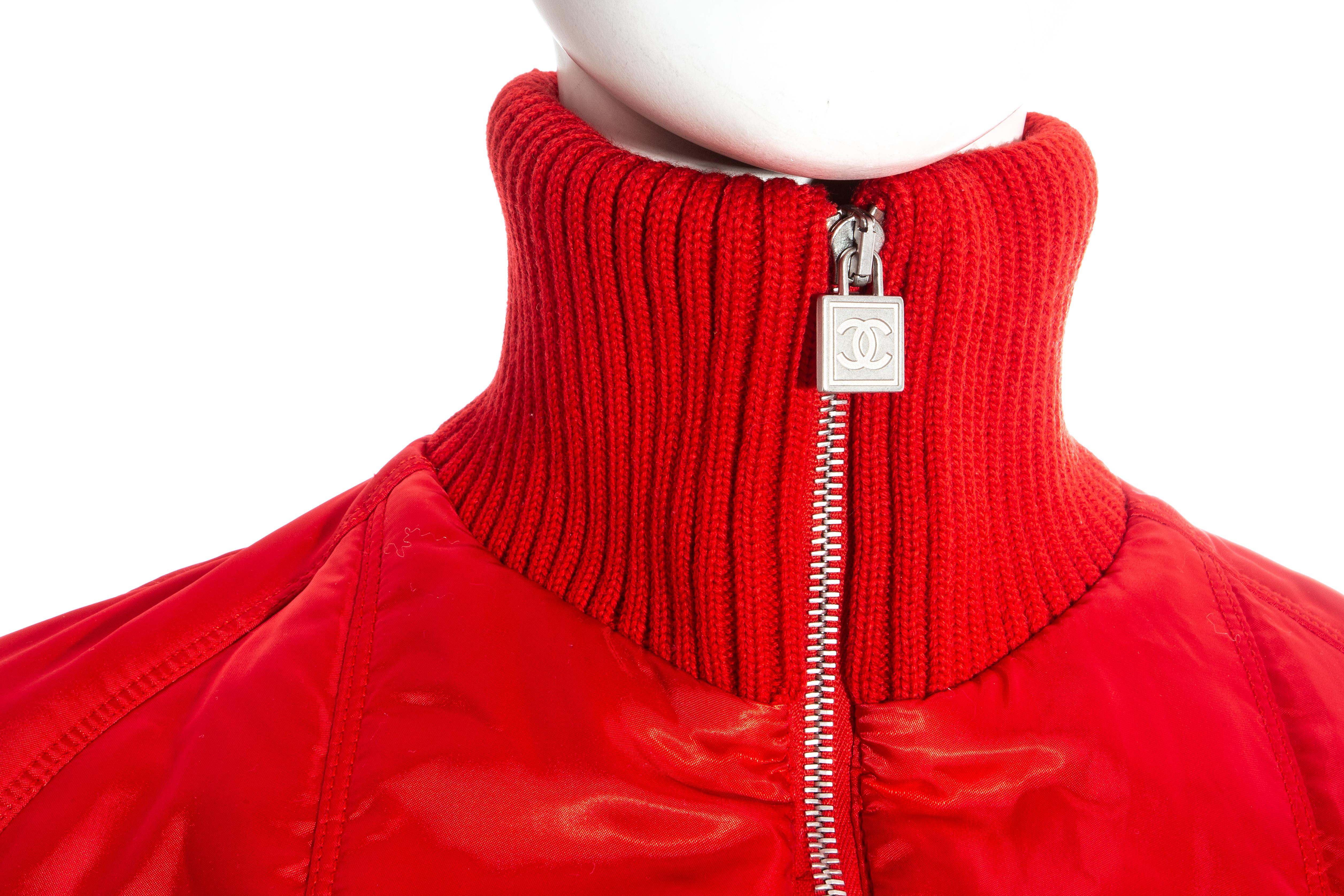 Women's Chanel by Karl Lagerfeld red sport cropped tracksuit, fw 2003