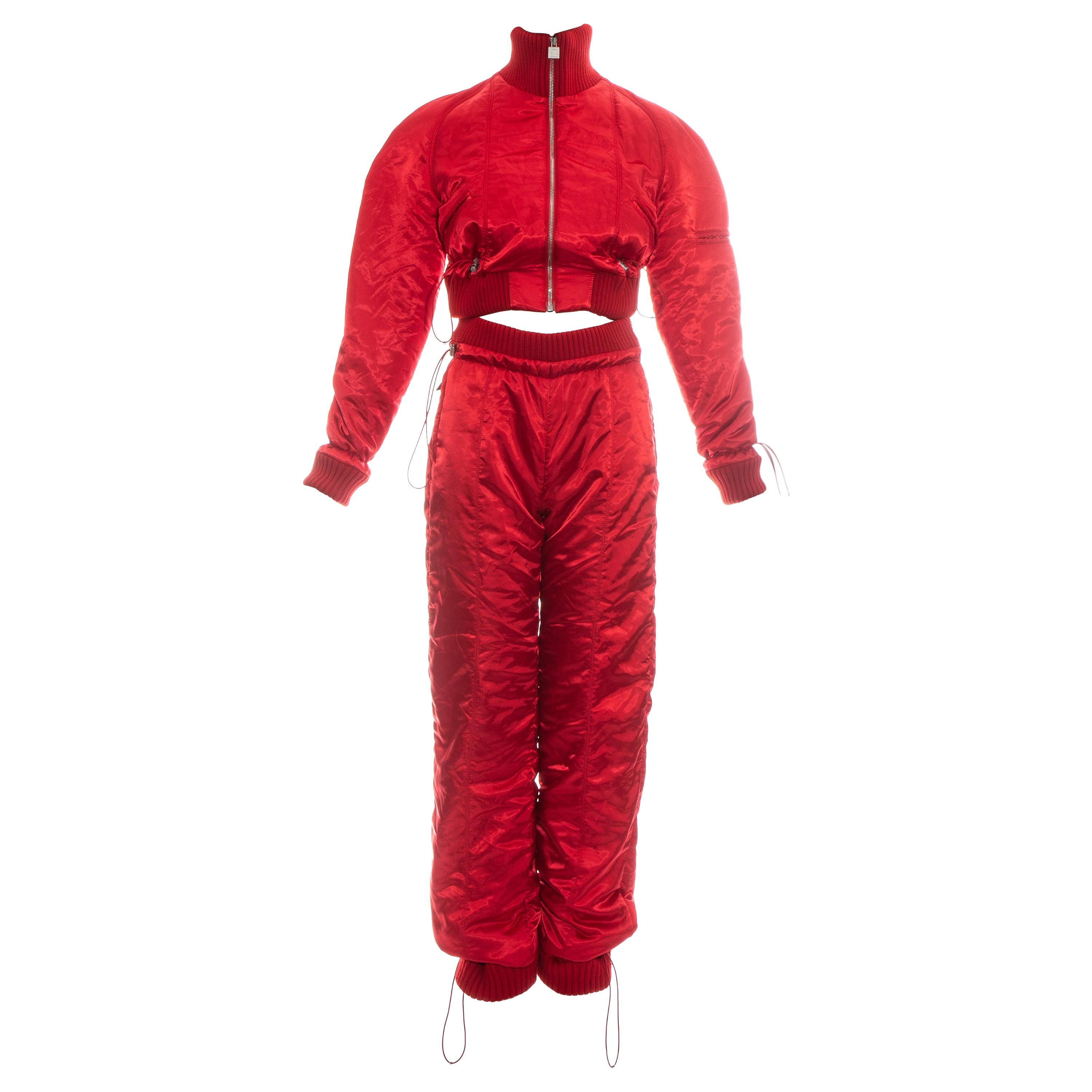 Chanel by Karl Lagerfeld red sport cropped tracksuit, fw 2003