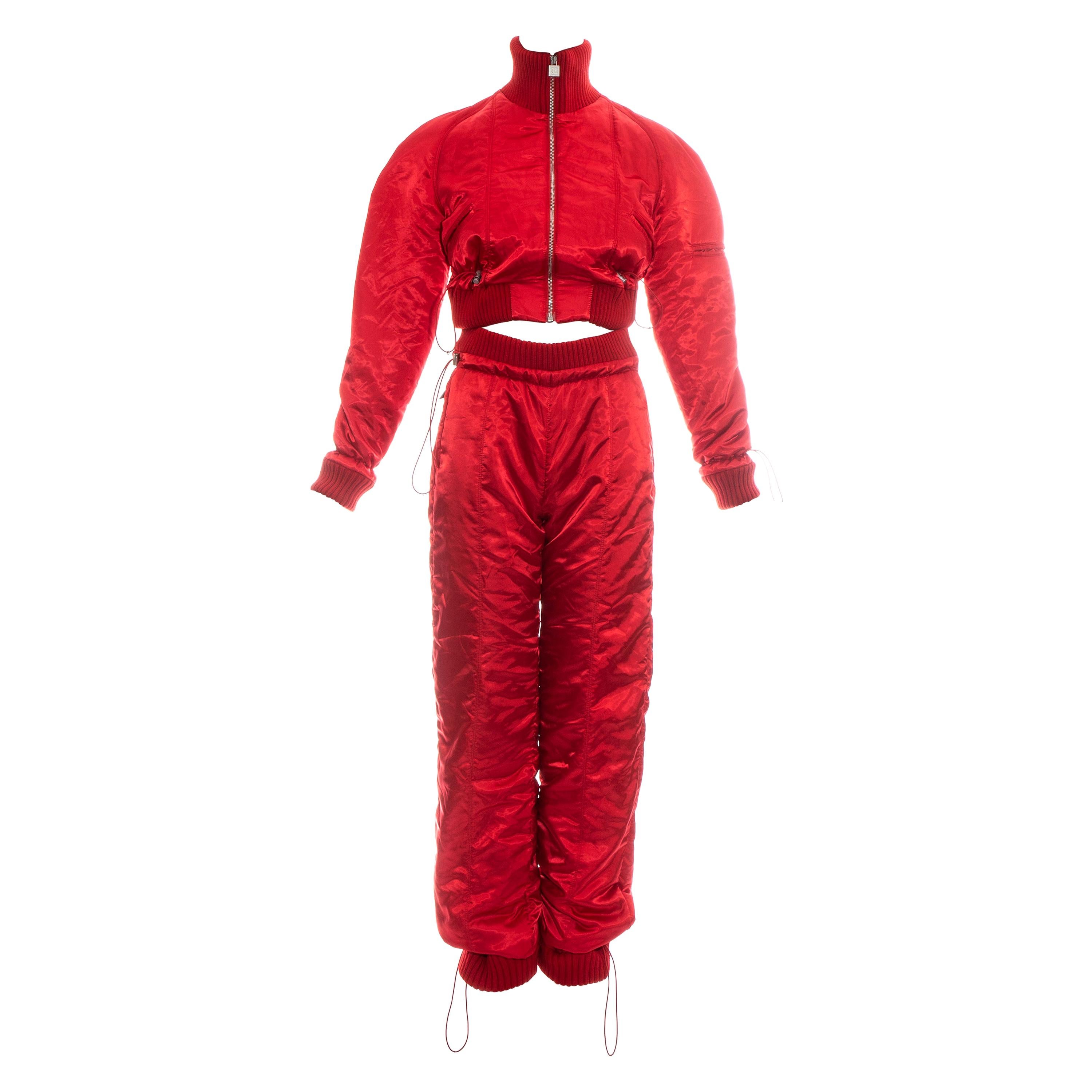 Chanel by Karl Lagerfeld red sport cropped tracksuit, fw 2003