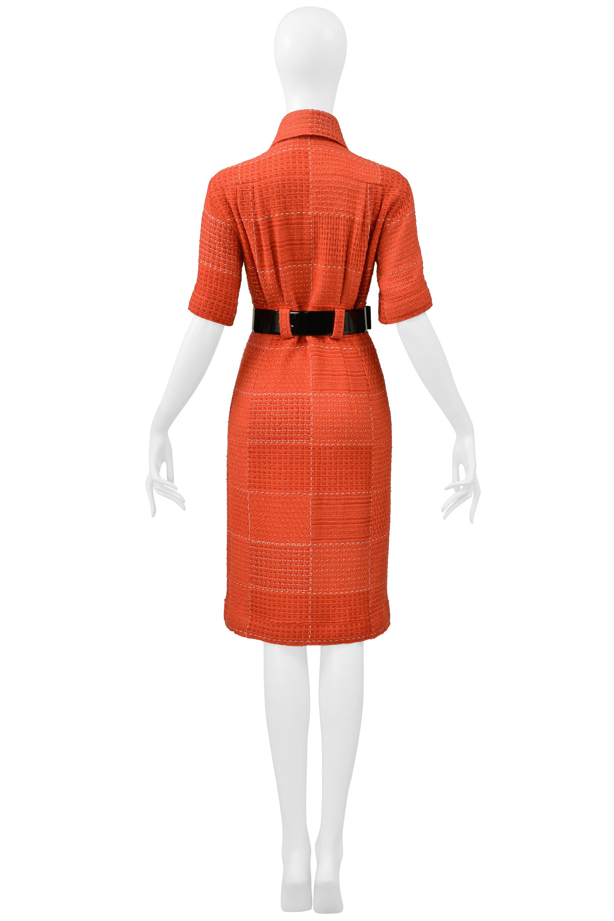 Chanel By Karl Lagerfeld Red Tweed Day Dress With Fancy Belt 2007 For Sale 10