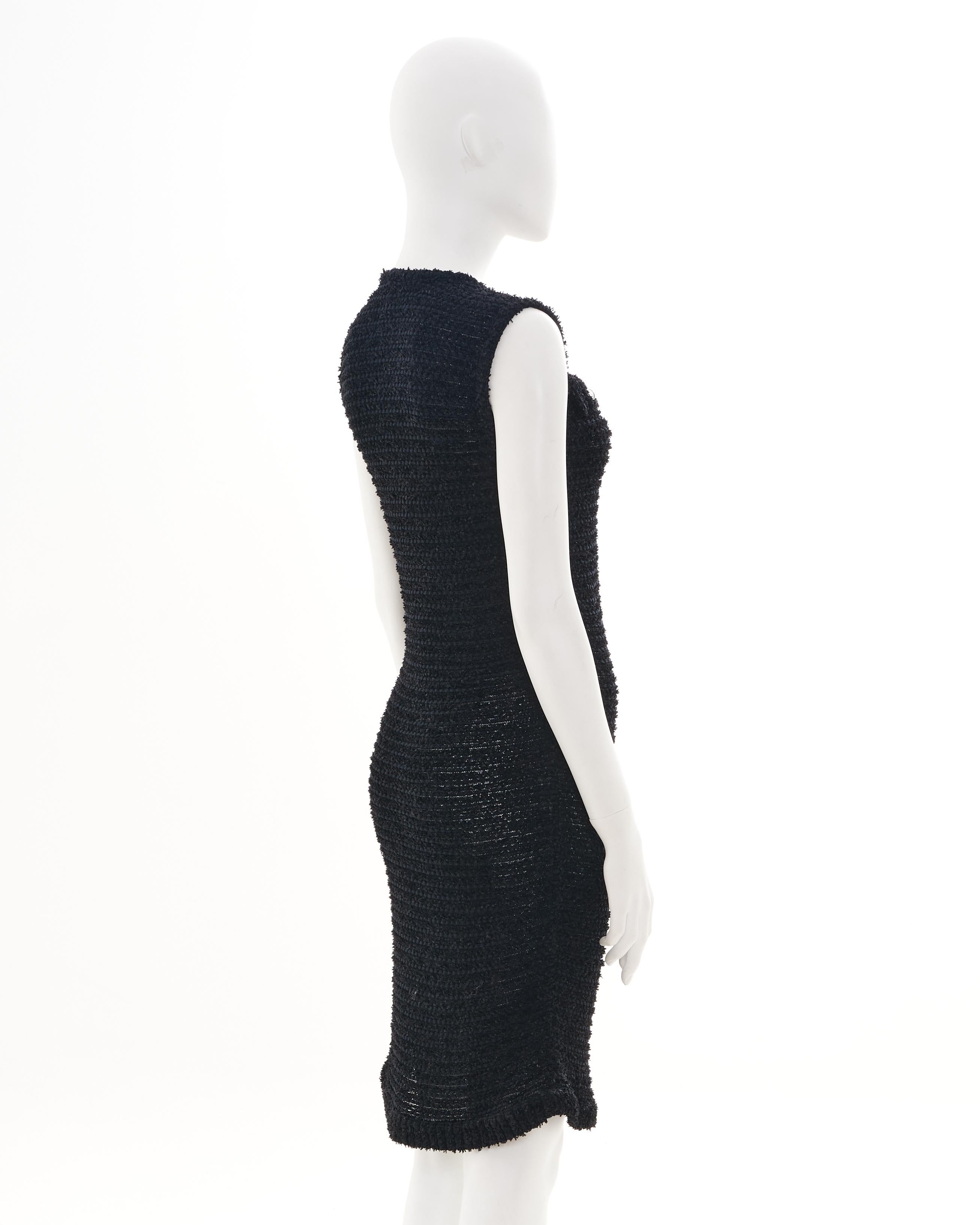 Donna Chanel by Karl Lagerfeld Resort 2016 Black Chanel Pearlescent Button Black Tweed in vendita