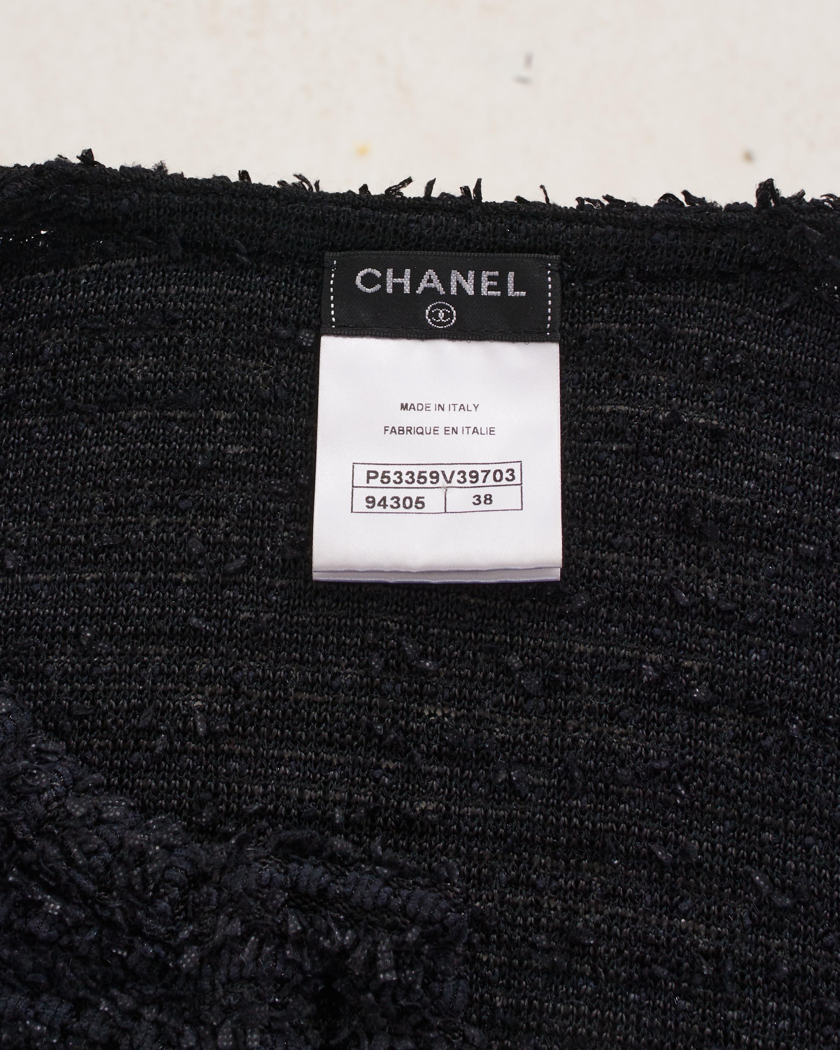 Chanel by Karl Lagerfeld Resort 2016 Black Chanel Pearlescent Button Black Tweed in vendita 4