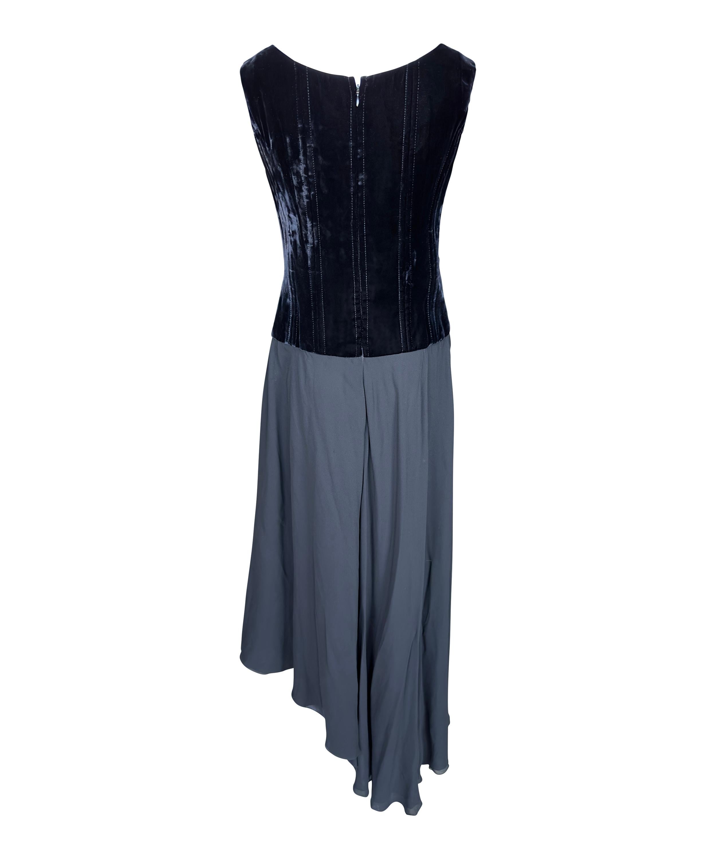 Chanel by Karl Lagerfeld Runway DressVelvet Boned Corset and Silk Skirt FW/1993 In Excellent Condition In London, GB
