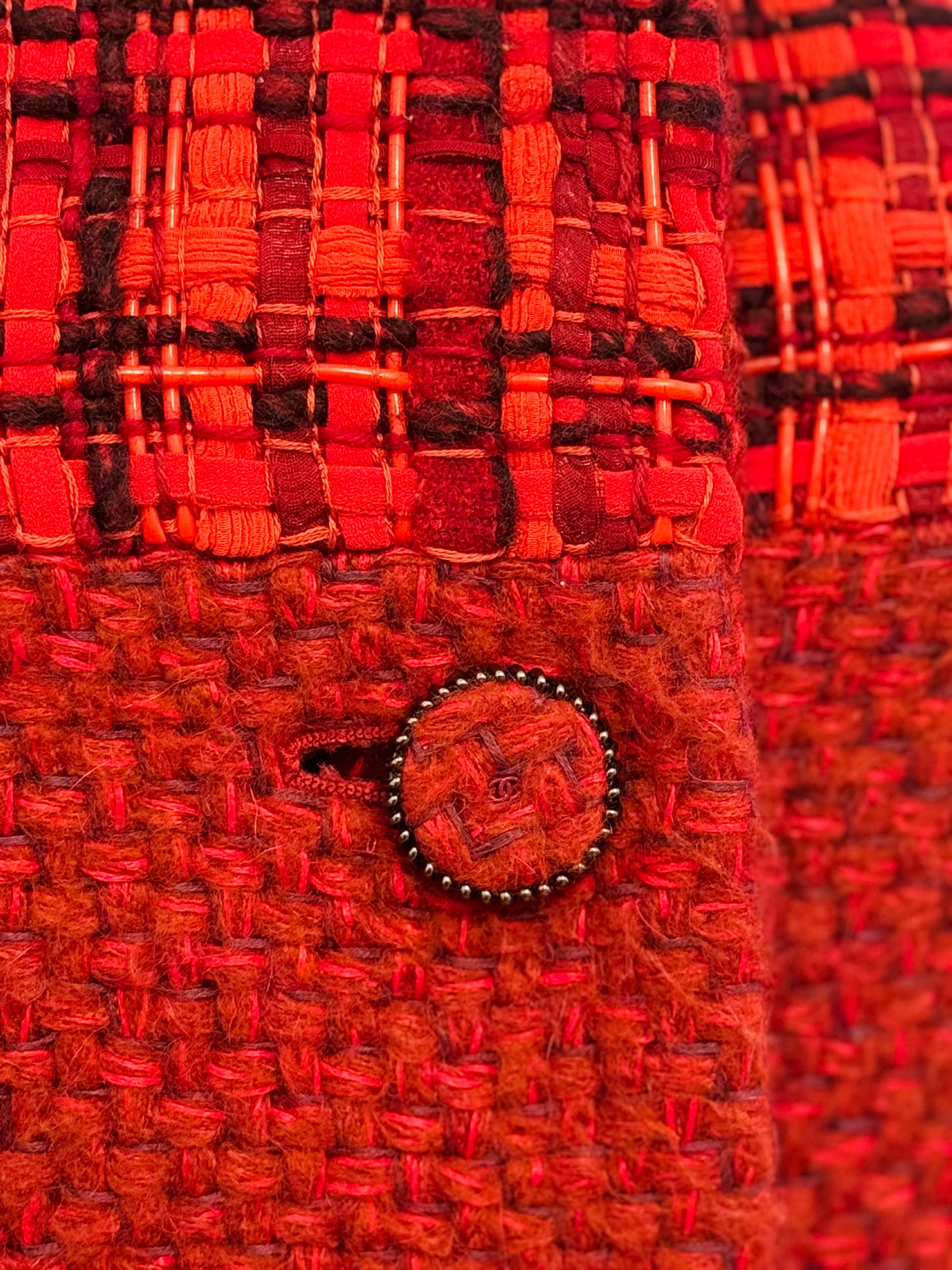 Red Chanel by Karl Lagerfeld Runway F/W 2016 fantasy tweed coat For Sale