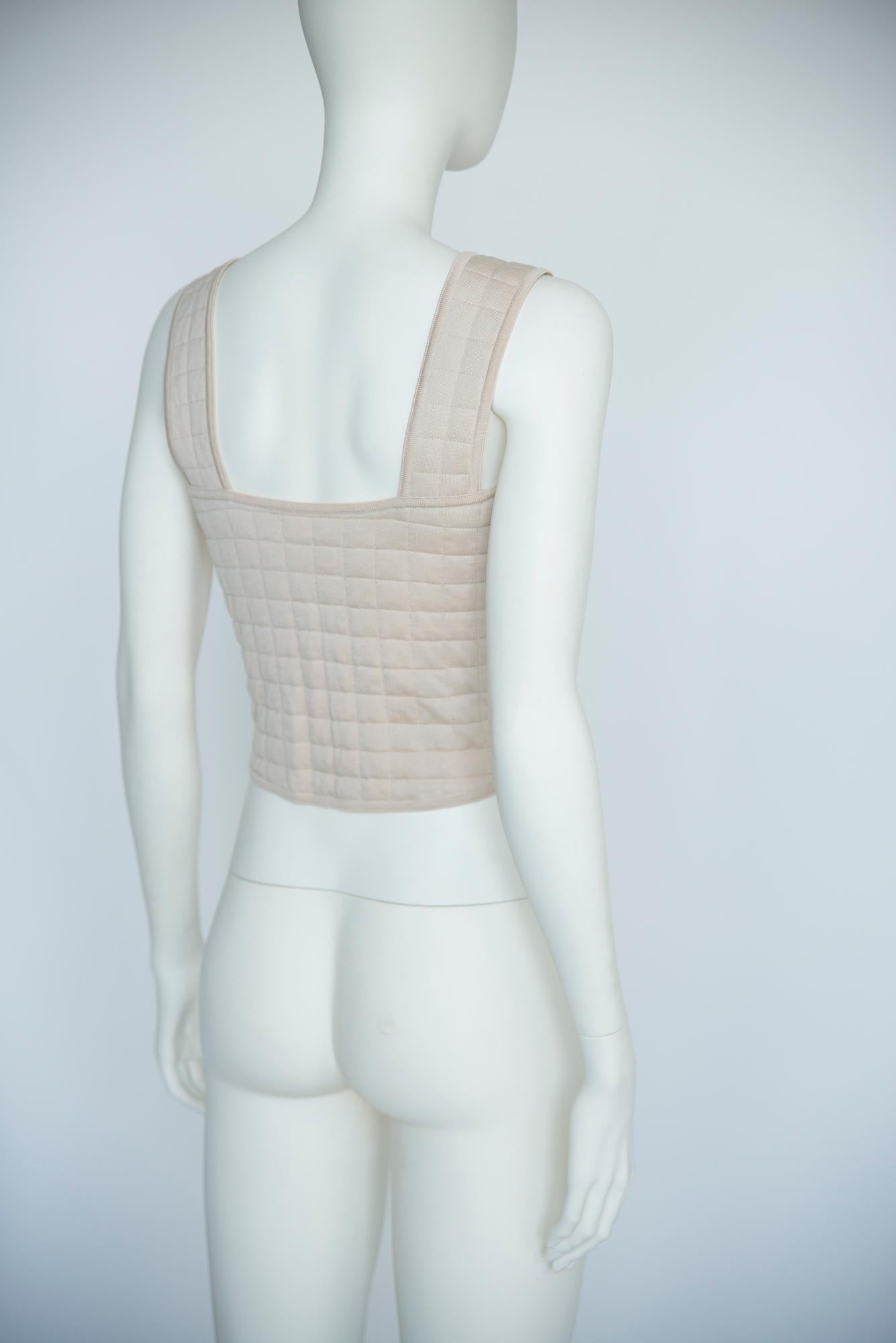 Chanel By Karl Lagerfeld Runway Padded Quilted Cotton Tank Top, SS2000 For Sale 9