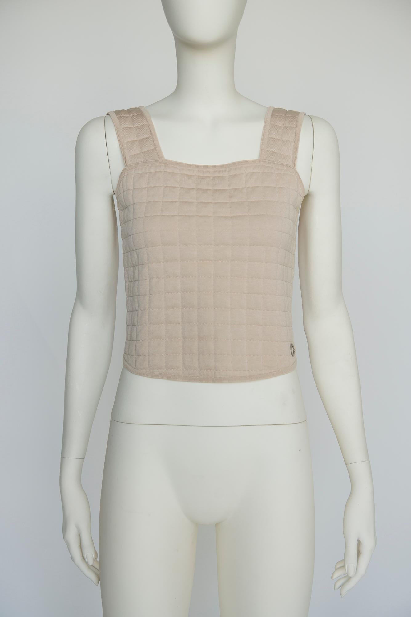 Women's or Men's Chanel By Karl Lagerfeld Runway Padded Quilted Cotton Tank Top, SS2000 For Sale