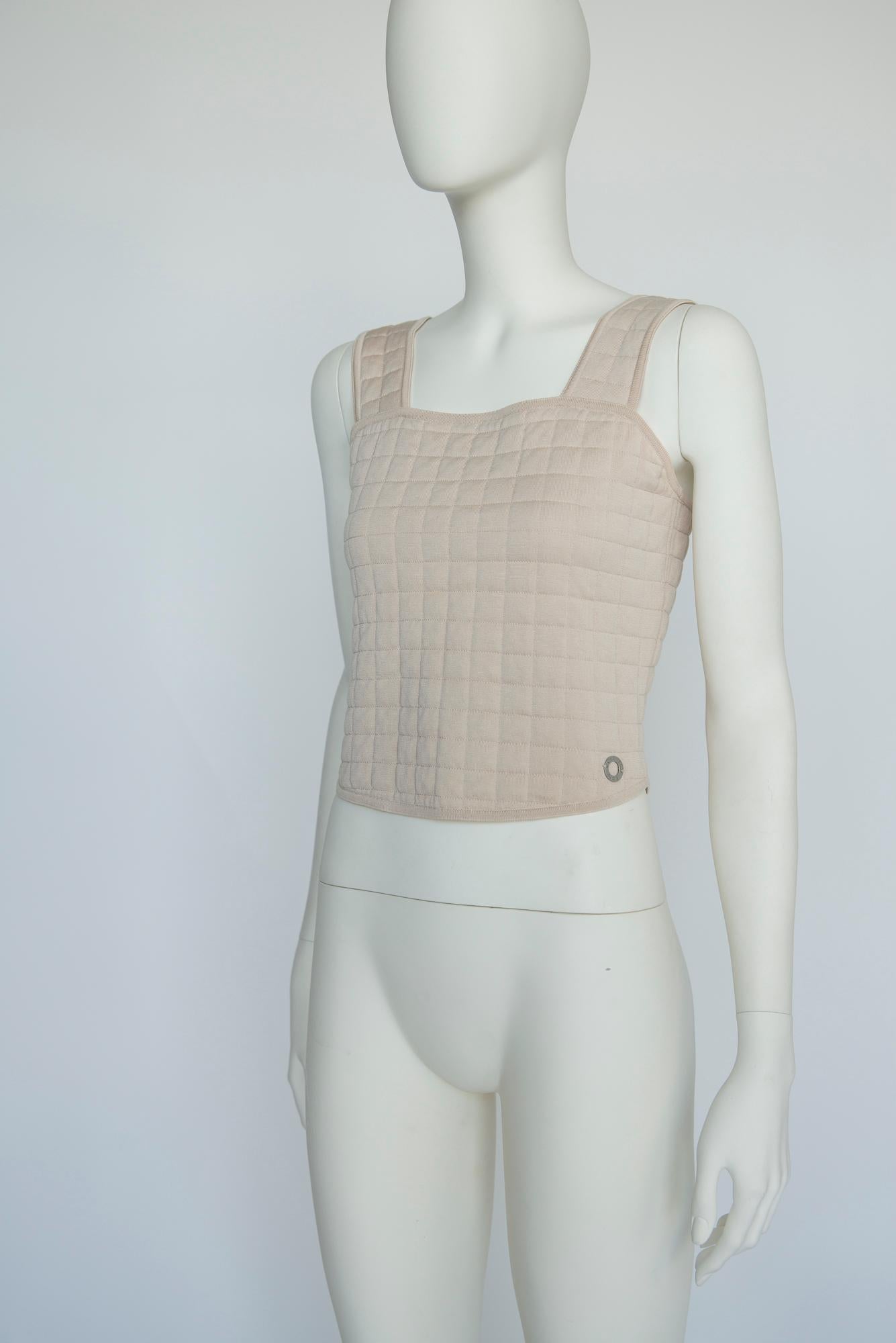 Chanel By Karl Lagerfeld Runway Padded Quilted Cotton Tank Top, SS2000 For Sale 5