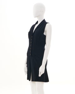 Chanel by Karl Lagerfeld S/S 1995 Midi Black Sleeveless Dress with Button