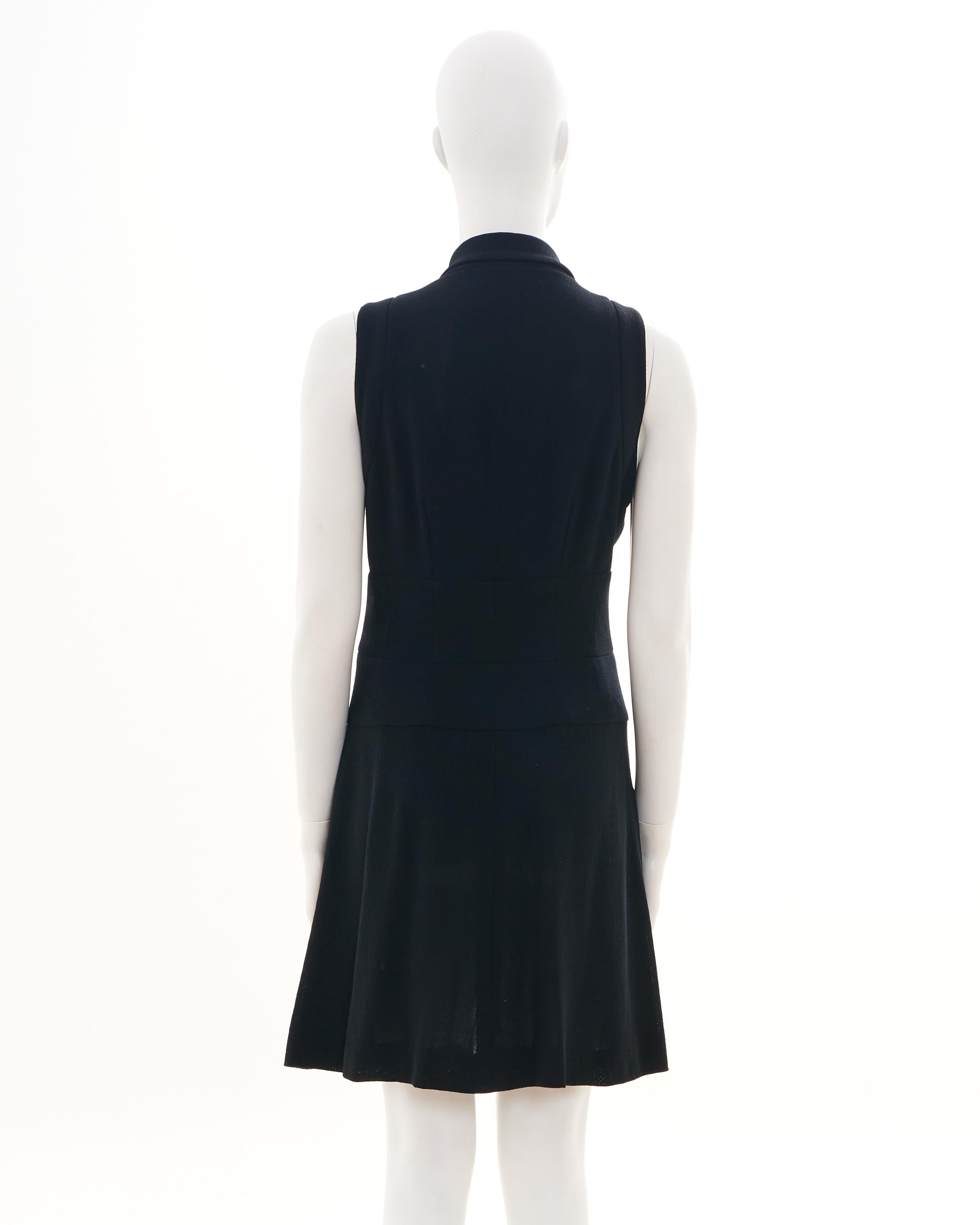 Gray Chanel by Karl Lagerfeld S/S 1995 Midi Black Sleeveless Dress with Button For Sale