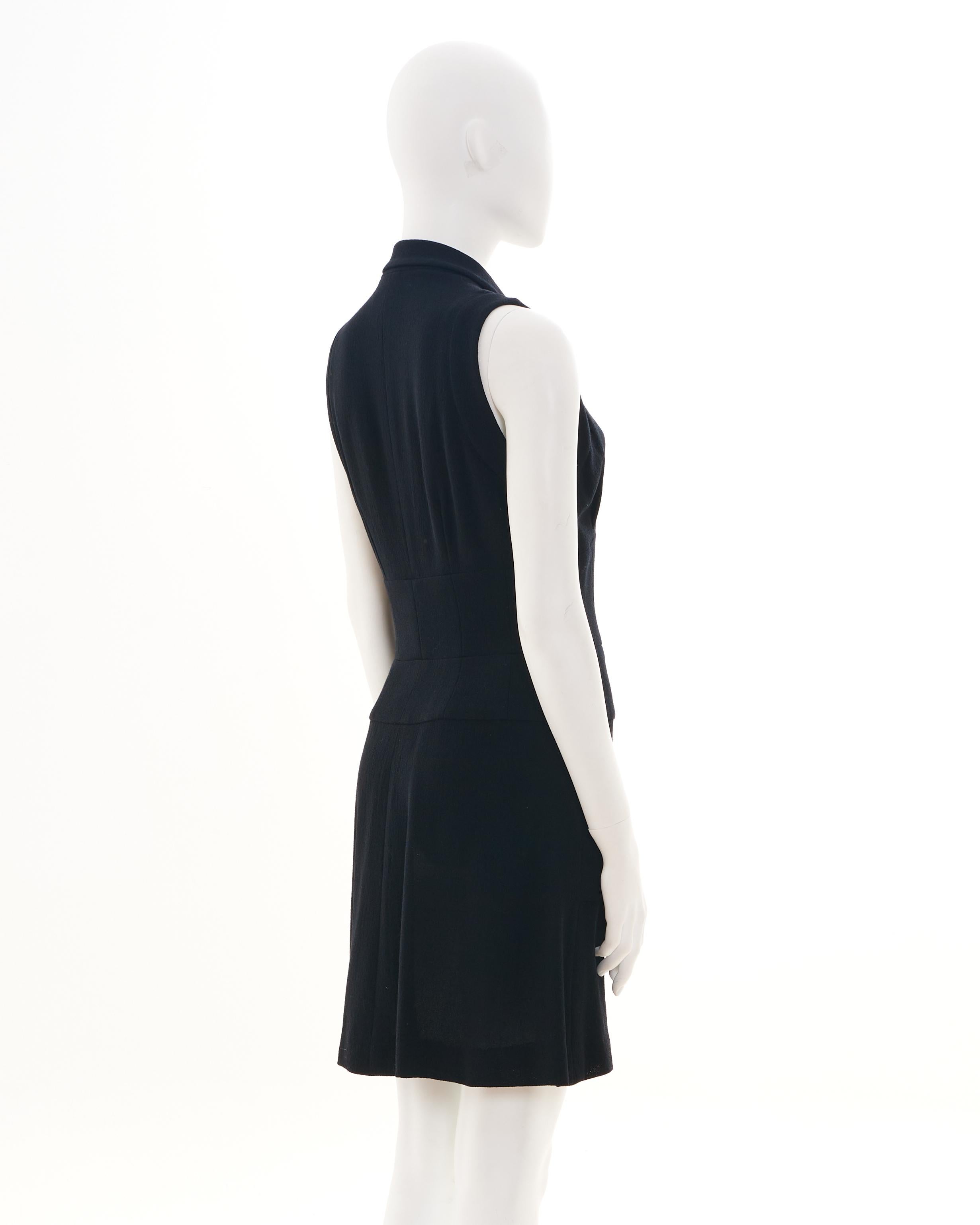 Chanel by Karl Lagerfeld S/S 1995 Midi Black Sleeveless Dress with Button In Excellent Condition For Sale In Milano, IT