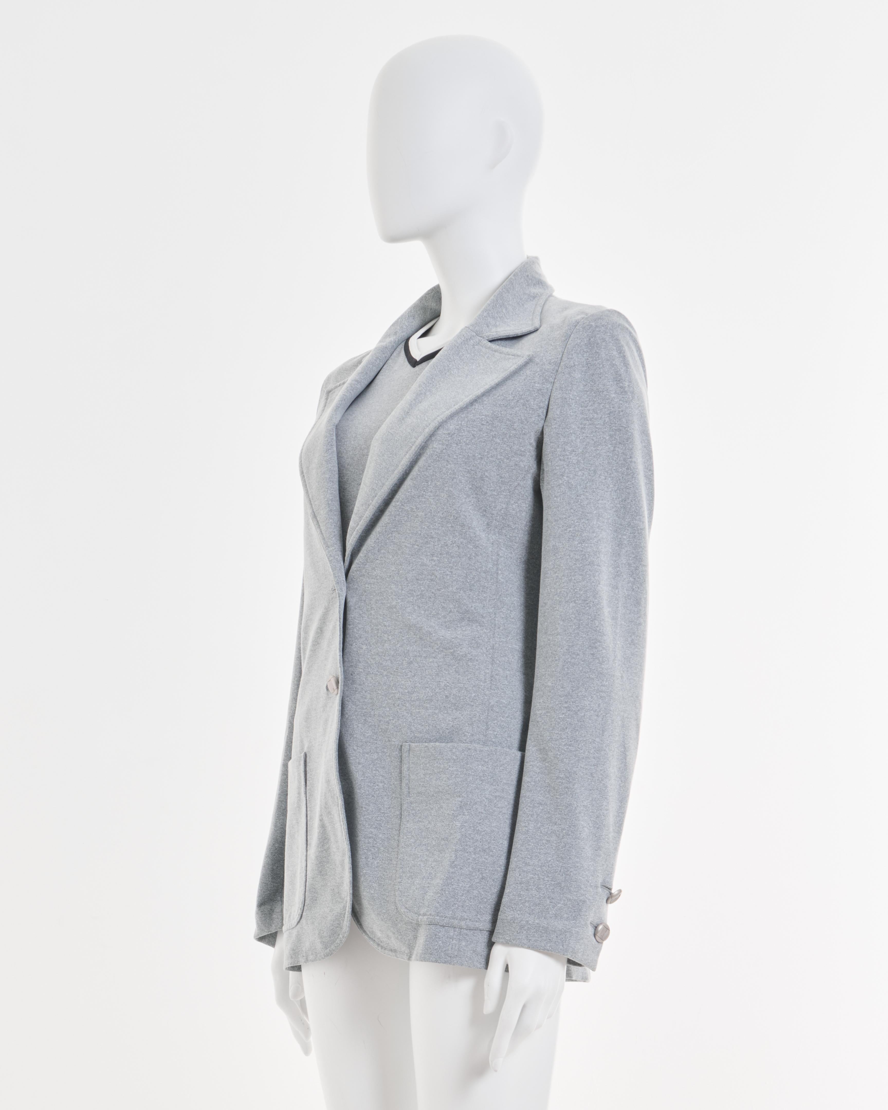 Gray Chanel by Karl Lagerfeld S/S 1998 Grey Cotton Twin Set Jacket and T-Shirt For Sale