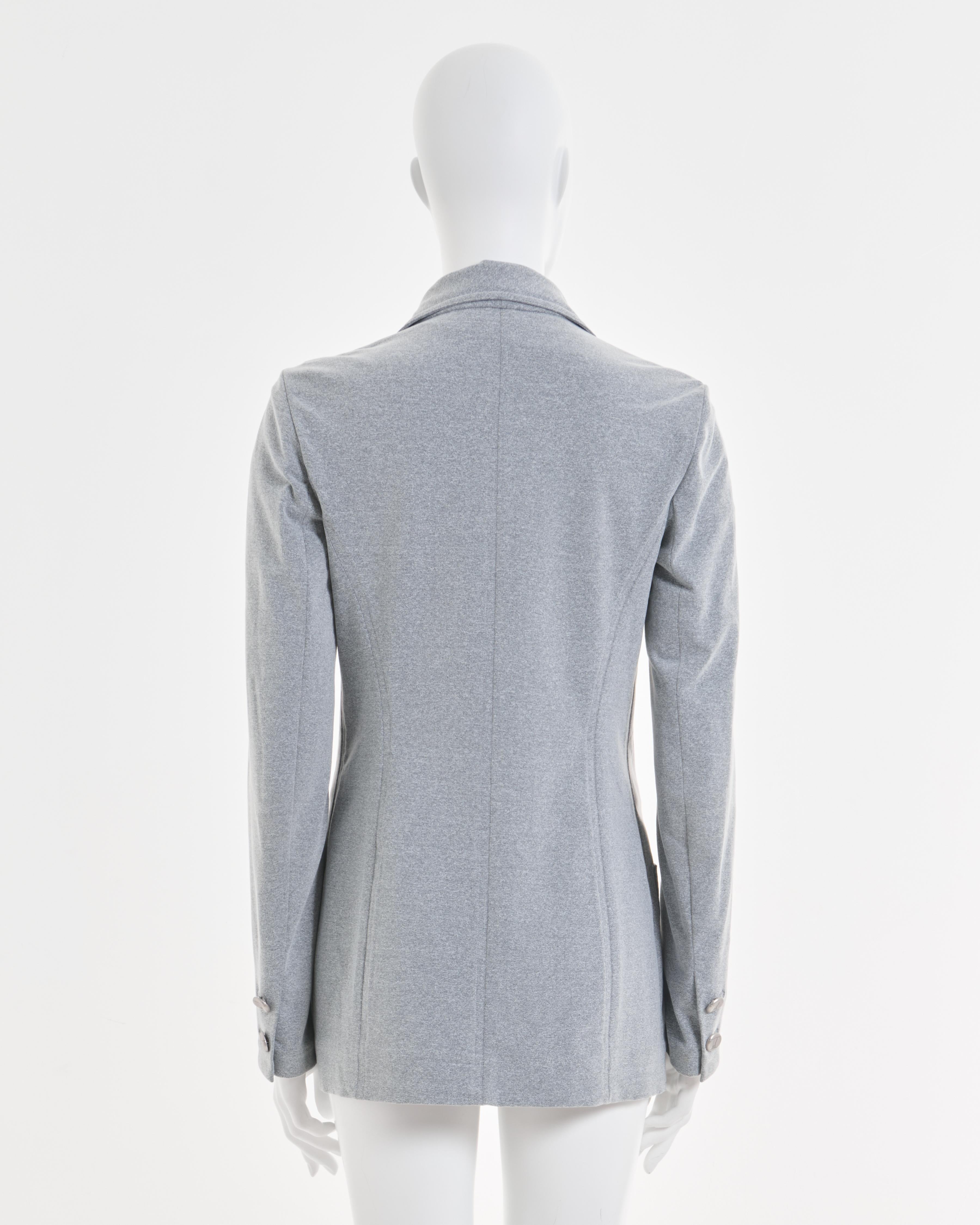 Chanel by Karl Lagerfeld S/S 1998 Grey Cotton Twin Set Jacket and T-Shirt In Excellent Condition For Sale In Milano, IT