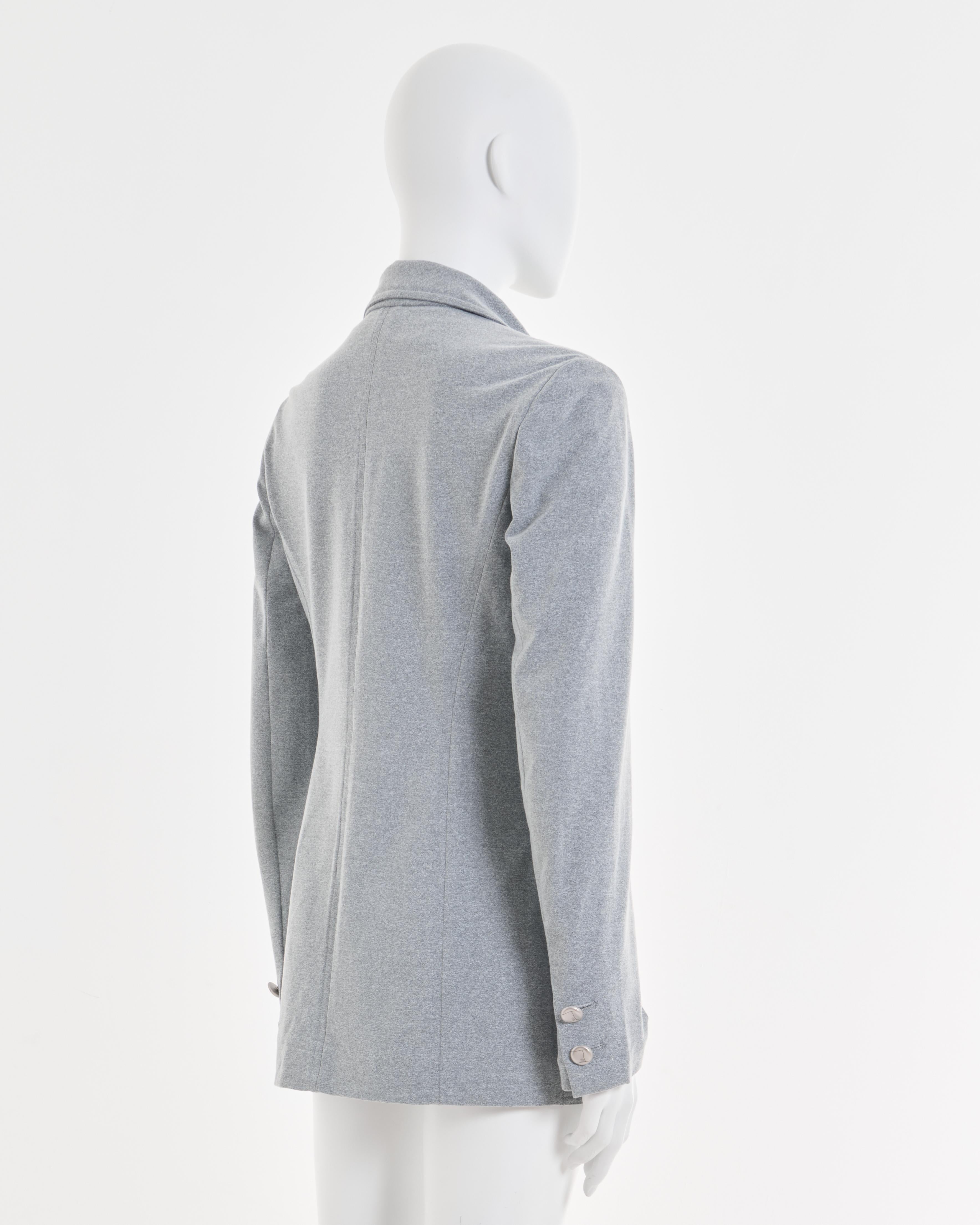 Women's Chanel by Karl Lagerfeld S/S 1998 Grey Cotton Twin Set Jacket and T-Shirt For Sale