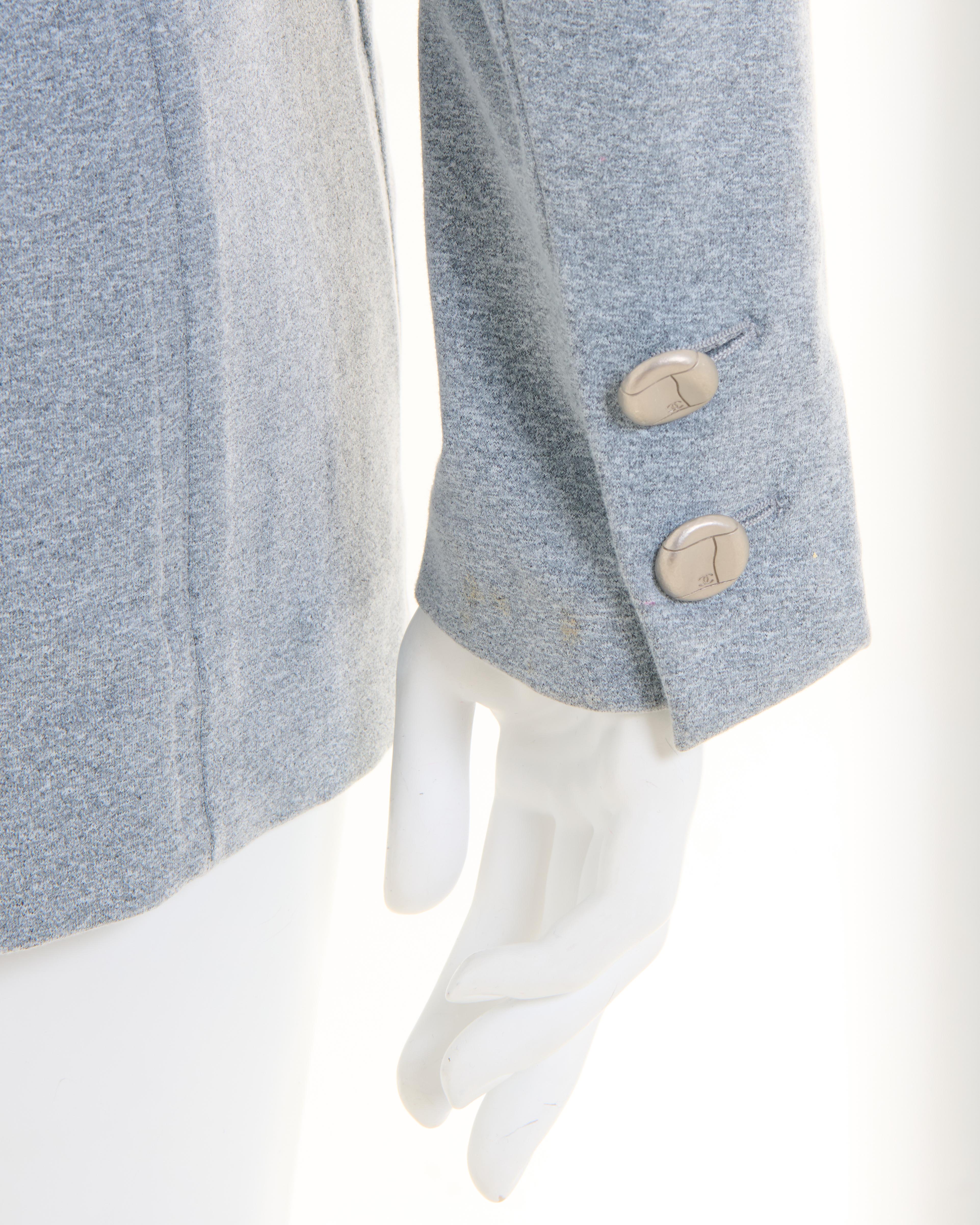 Chanel by Karl Lagerfeld S/S 1998 Grey Cotton Twin Set Jacket and T-Shirt For Sale 1