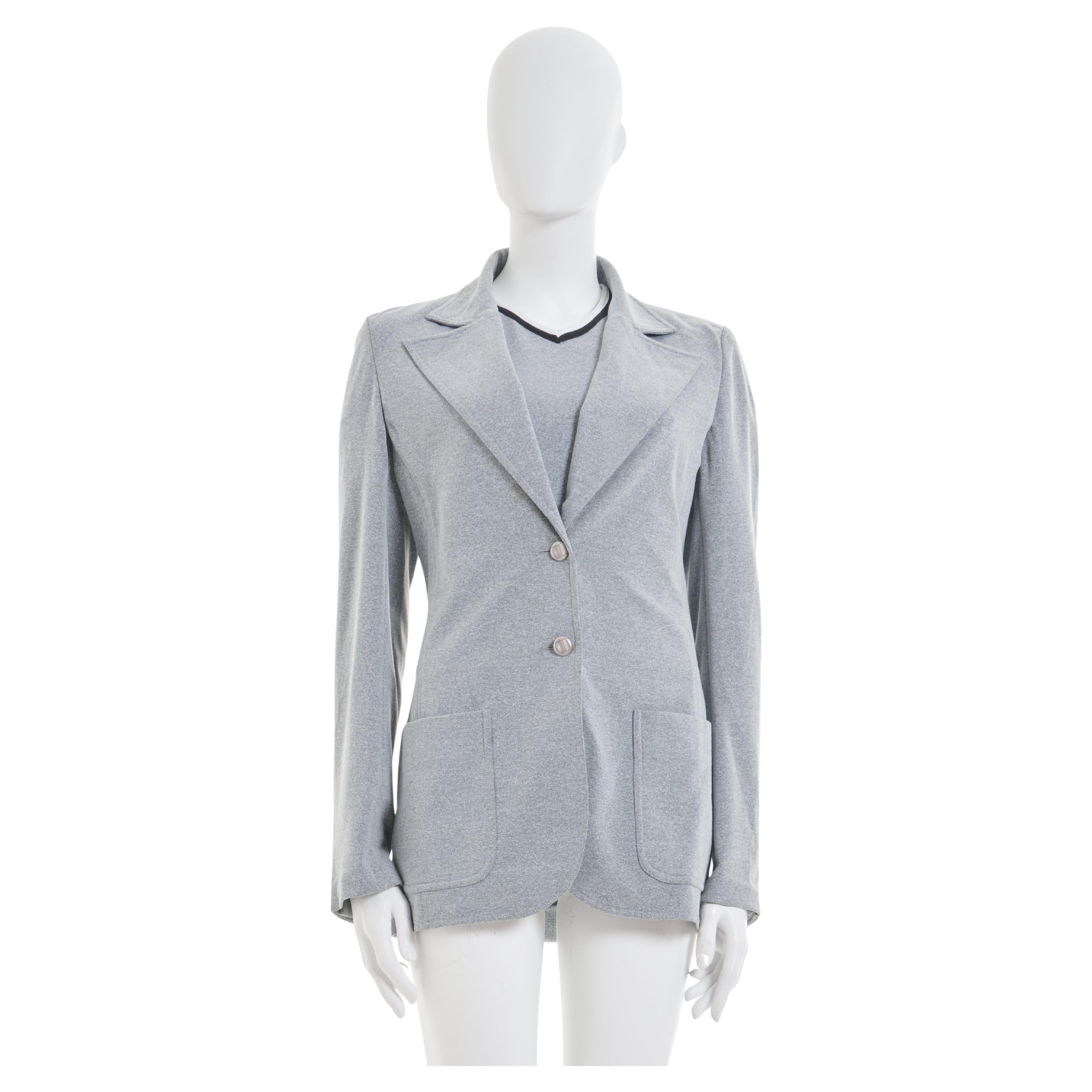 Chanel by Karl Lagerfeld S/S 1998 Grey Cotton Twin Set Jacket and T-Shirt For Sale