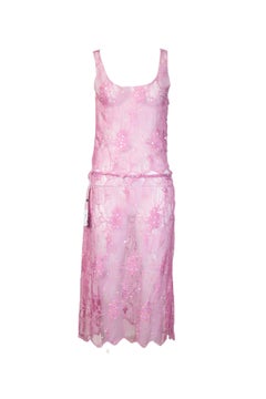 CHANEL By Karl Lagerfeld S/s 2000 Pink Sheer Sequin Set As Seen On Runway