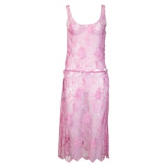 CHANEL By Karl Lagerfeld S/s 2000 Pink Sheer Sequin Set As Seen On Runway