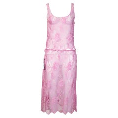 CHANEL By Karl Lagerfeld S/s 2000 Pink Sheer Sequin Set As Seen On Runway