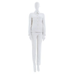 Chanel by Karl Lagerfeld S/S 2001 Off-White Bouclé-Hemd Jacke und Hose Set