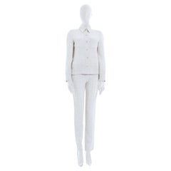 Chanel by Karl Lagerfeld S/S 2001 Ensemble veste chemise bouclée et pantalon Off-White 