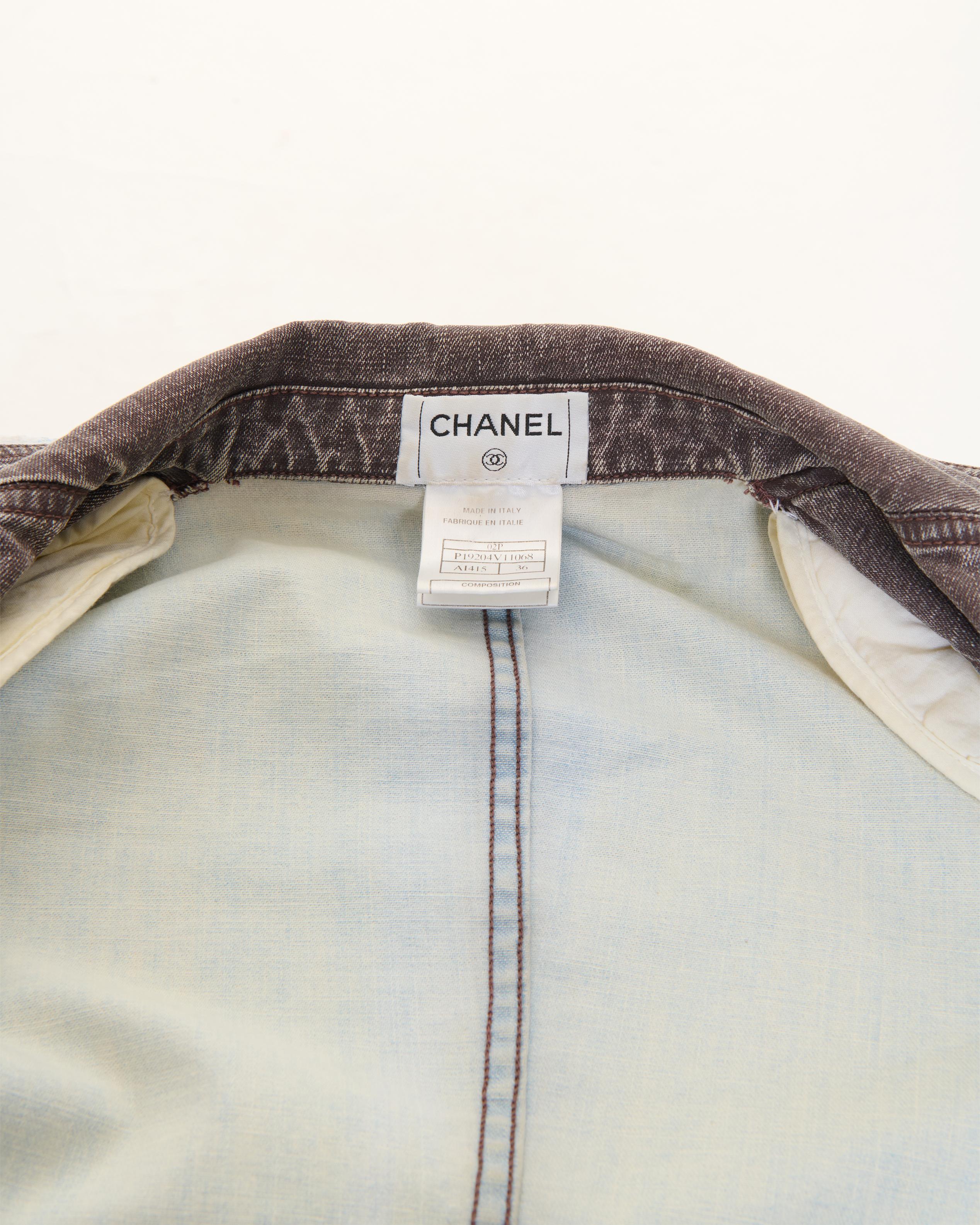 Donna Chanel by Karl Lagerfeld S/S 2002 Brown slater denim jacket in vendita