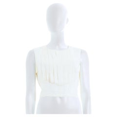Chanel by Karl Lagerfeld S/S 2002 Off-White silk plated crop top
