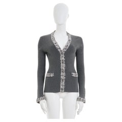 Chanel by Karl Lagerfeld S/S 2004 Grey knit tweed edge cardigan